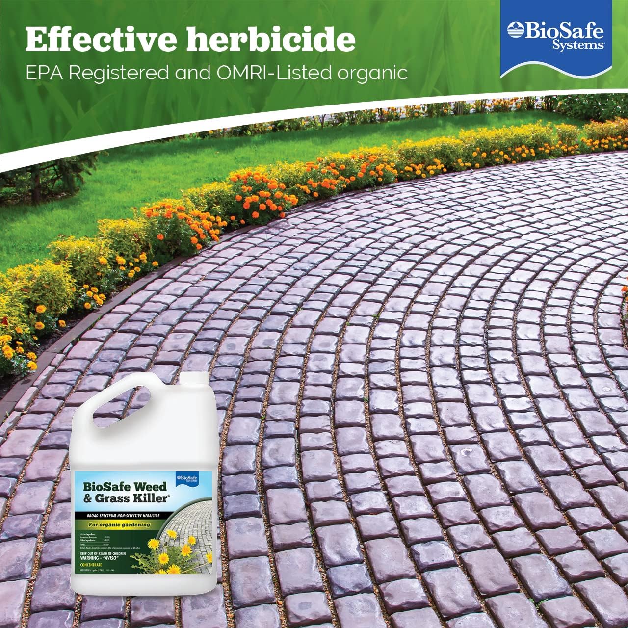 BioSafe Systems 7601-1 Weed and Grass Killer, (Case – 2), 1 Gallon, Non-Selective Herbicide, Concentrate