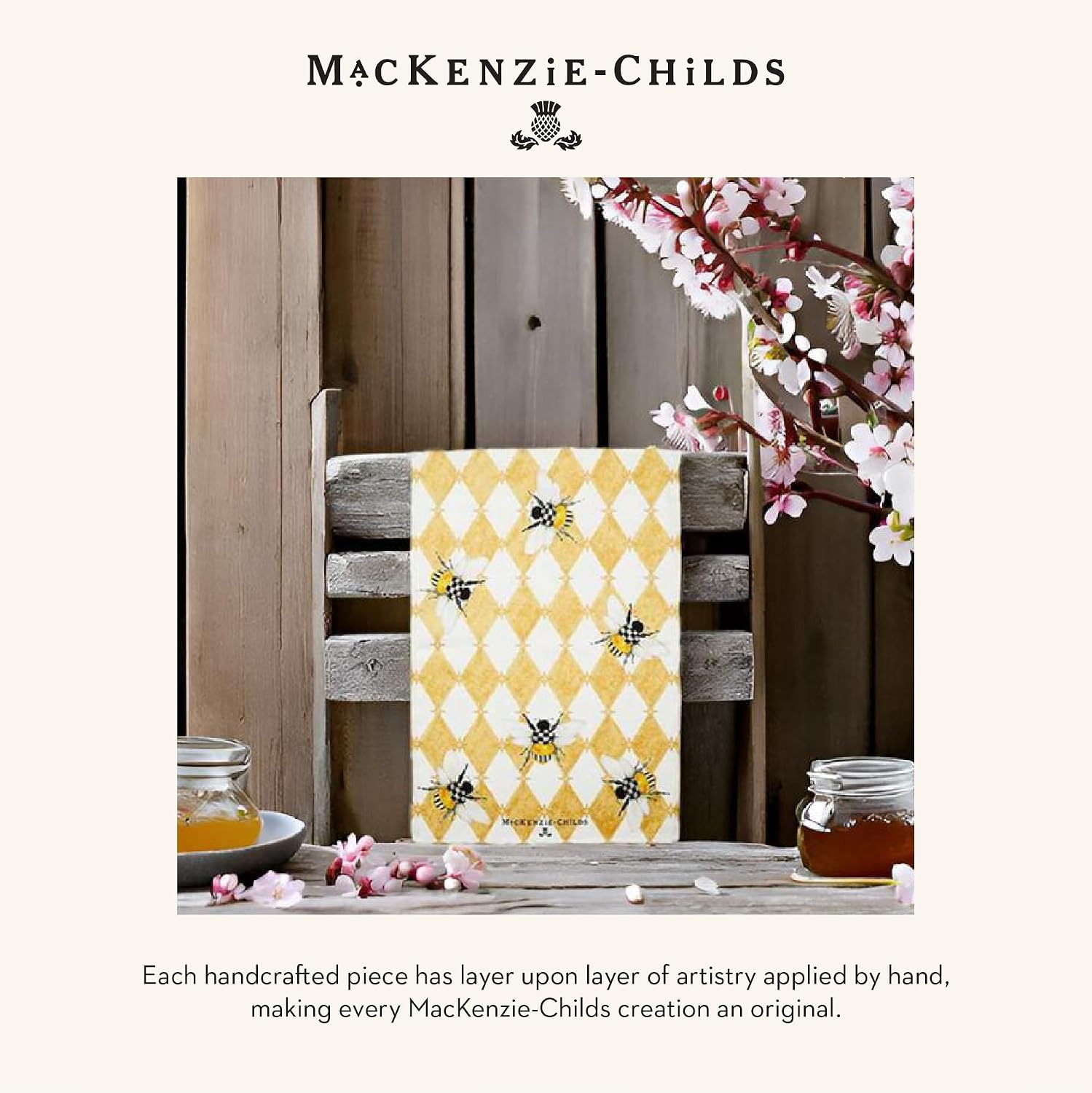MACKENZIE-CHILDS Cotton Dish Towel, Hydrangea Tea Kettle