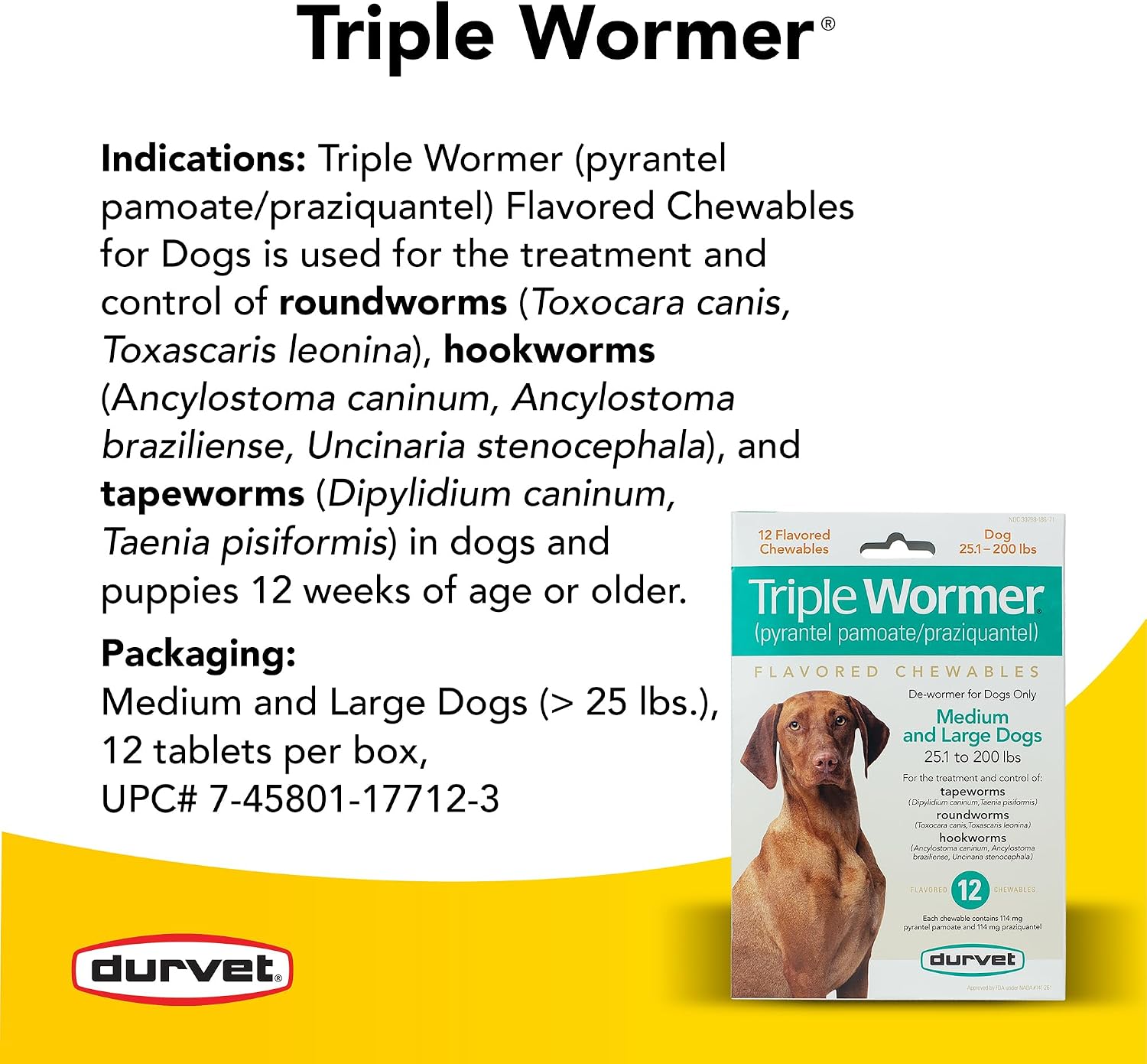 Durvet Triple Wormer for Medium and Large Dogs