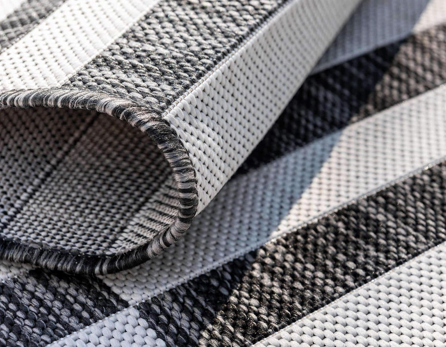 Unique Loom Outdoor Striped Collection Area Rug - Striped (7' 1" x 10' Rectangle, Taupe/Ivory)