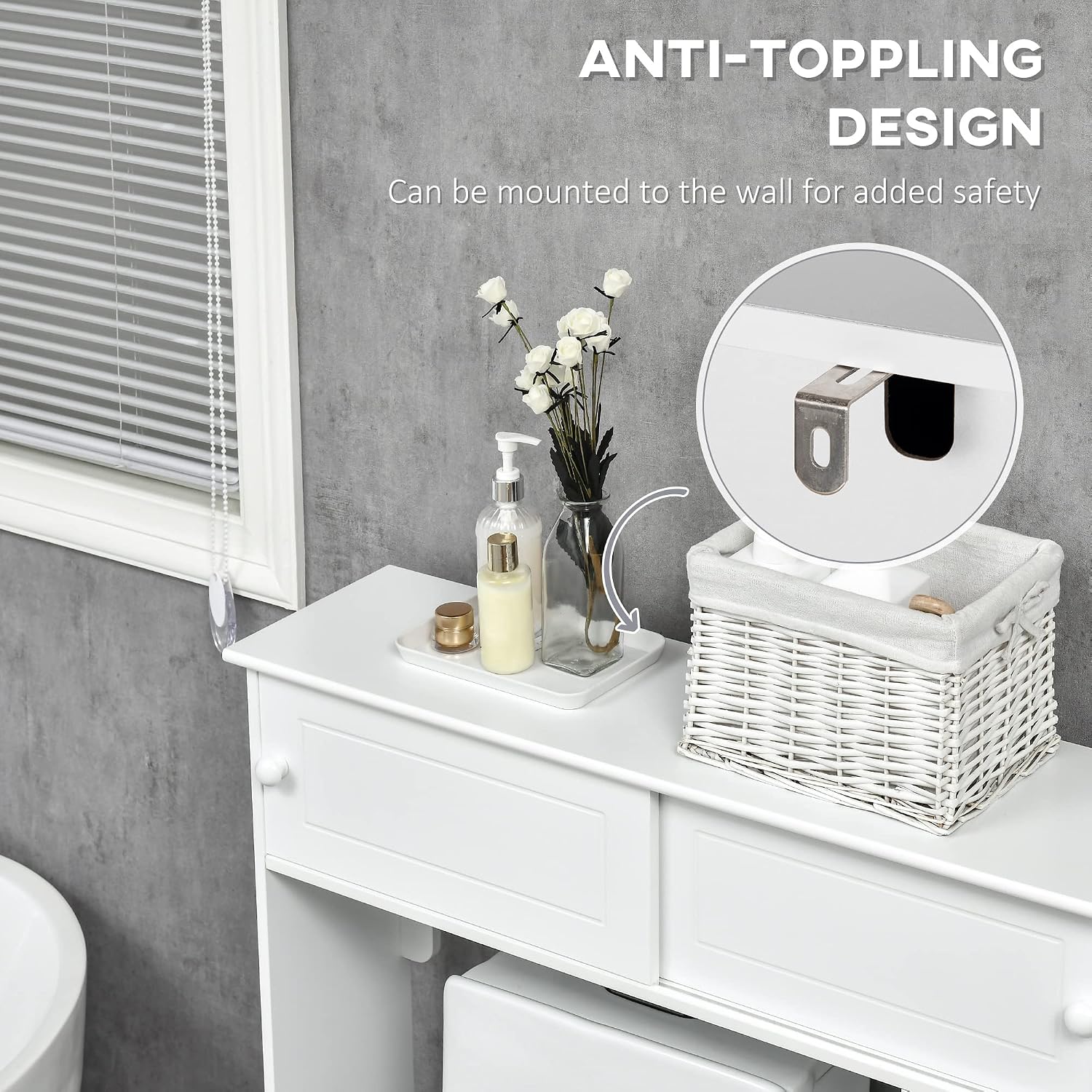 HOMCOM Over The Toilet Bathroom Cabinet Storage Cabinet White