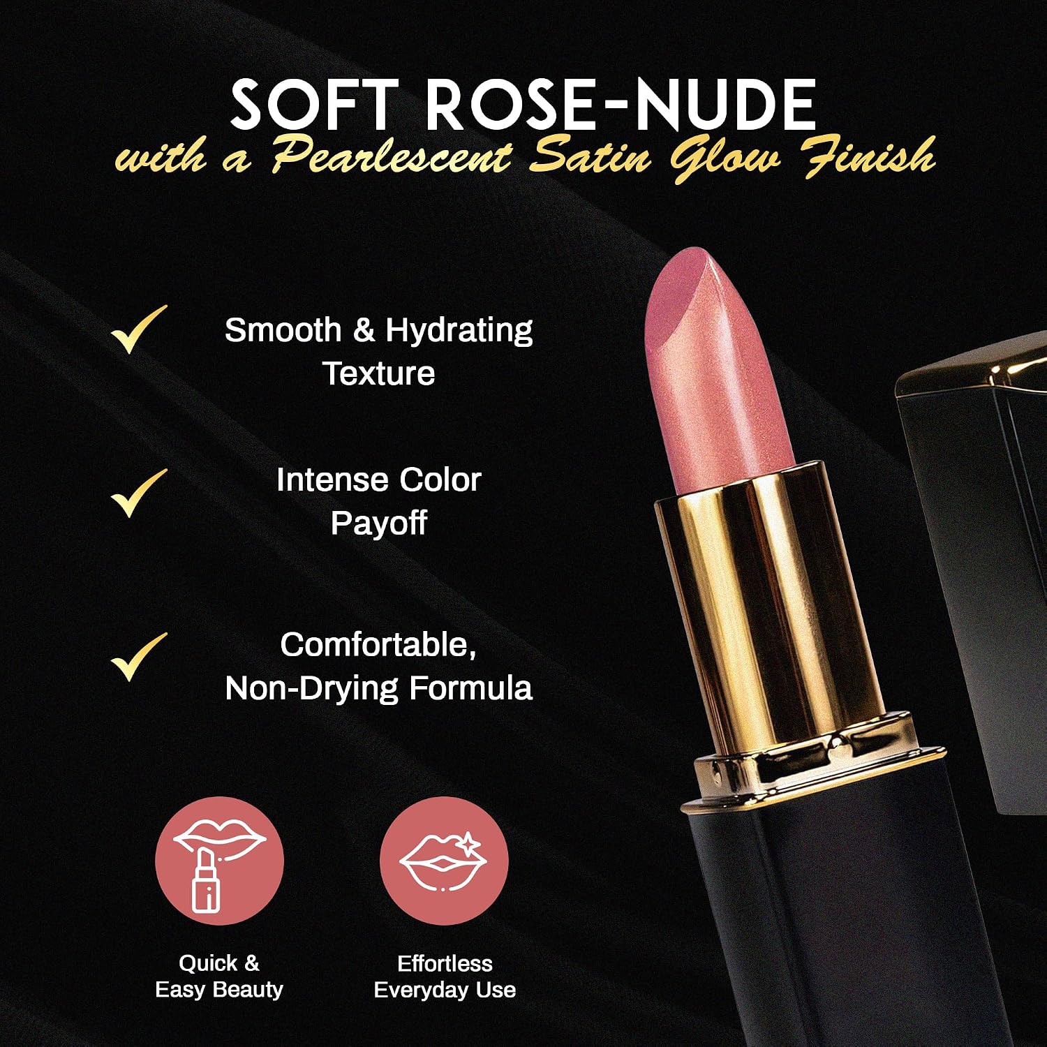 L’Paige Rosy Pearl Lipstick | Sheer Neutral Rose Lip Color | Aloe Vera Moisturizing Formula | Long-Lasting Hydrating Finish | Soft Silvery Pink Shade L56