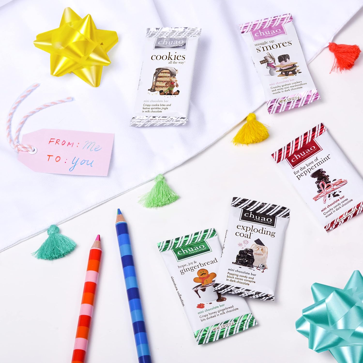 Chuao Chocolatier Share the Love Assorted Milk and Dark Mini Gourmet Chocolate Bars Gift Box | Sampler For Holiday, Birthday, Thank You, Corporate Gift Baskets | 36 Bars, 0.39 oz Each