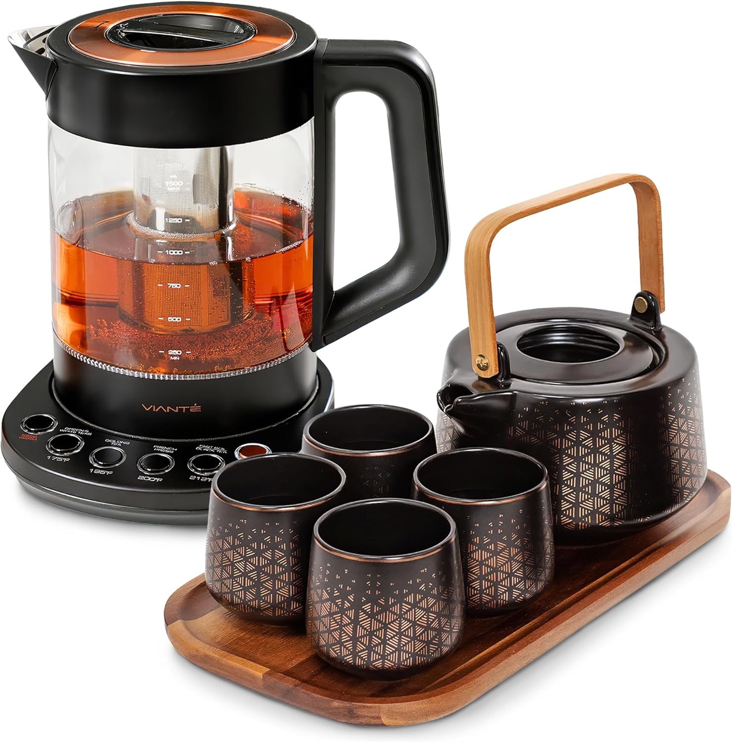 Viante Alba Electric Tea Kettle With Infuser, No Plastic, 1.5L