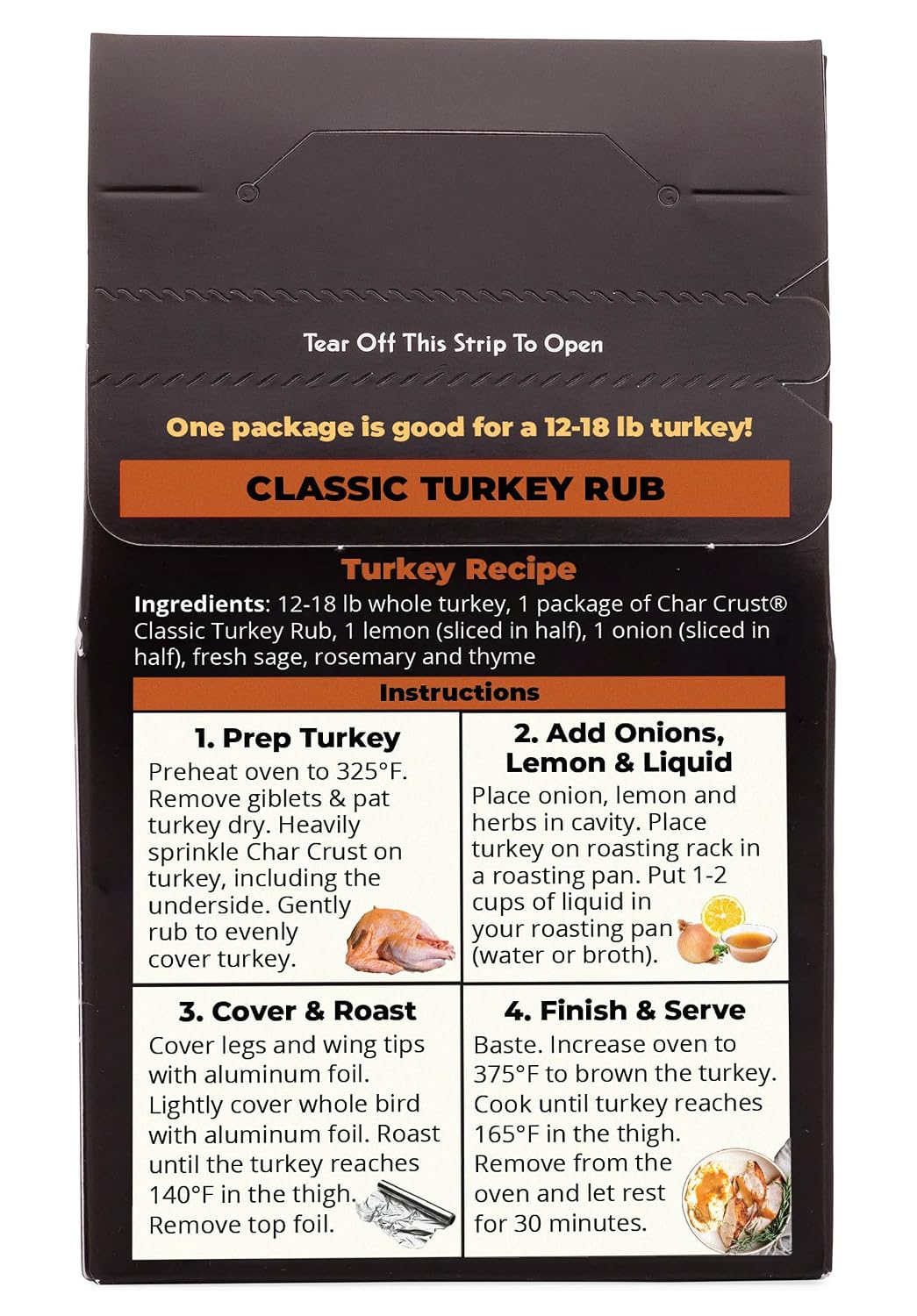 Char Crust Dry-Rub Seasonings Original Hickory Grilled | All-in-one seasonings | Perfect for Steaks, Burgers, Ribs, Tuna | Signature Crust that Seals in the Juices, 4 Ounce (Pack of 6)