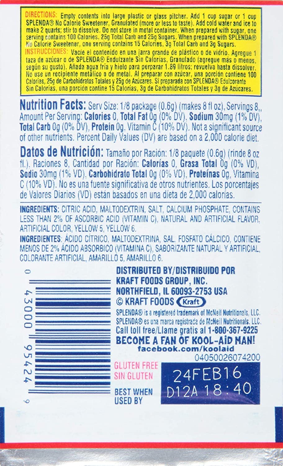 Kool-Aid Tropical Punch Flavored Unsweetened Caffeine Free Powdered Drink Mix (96 Packets)