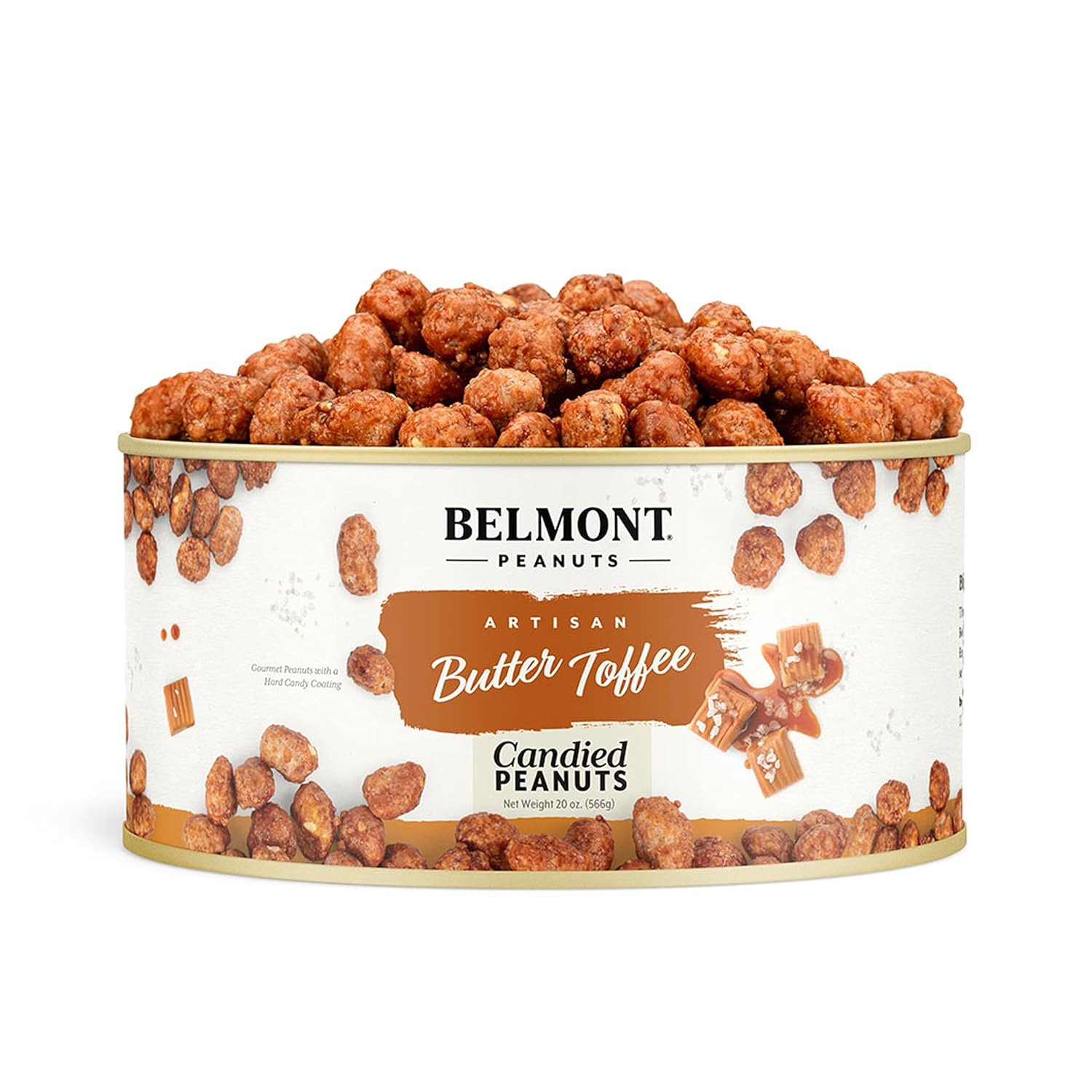 Belmont Peanuts Gourmet Sea-Salted Virginia Peanuts, 20 oz (1 Pack) – Only 3 Simple Ingredients, No Preservatives, 7g Protein – A Premium, Salty, Crunchy, Hand Seasoned Snack