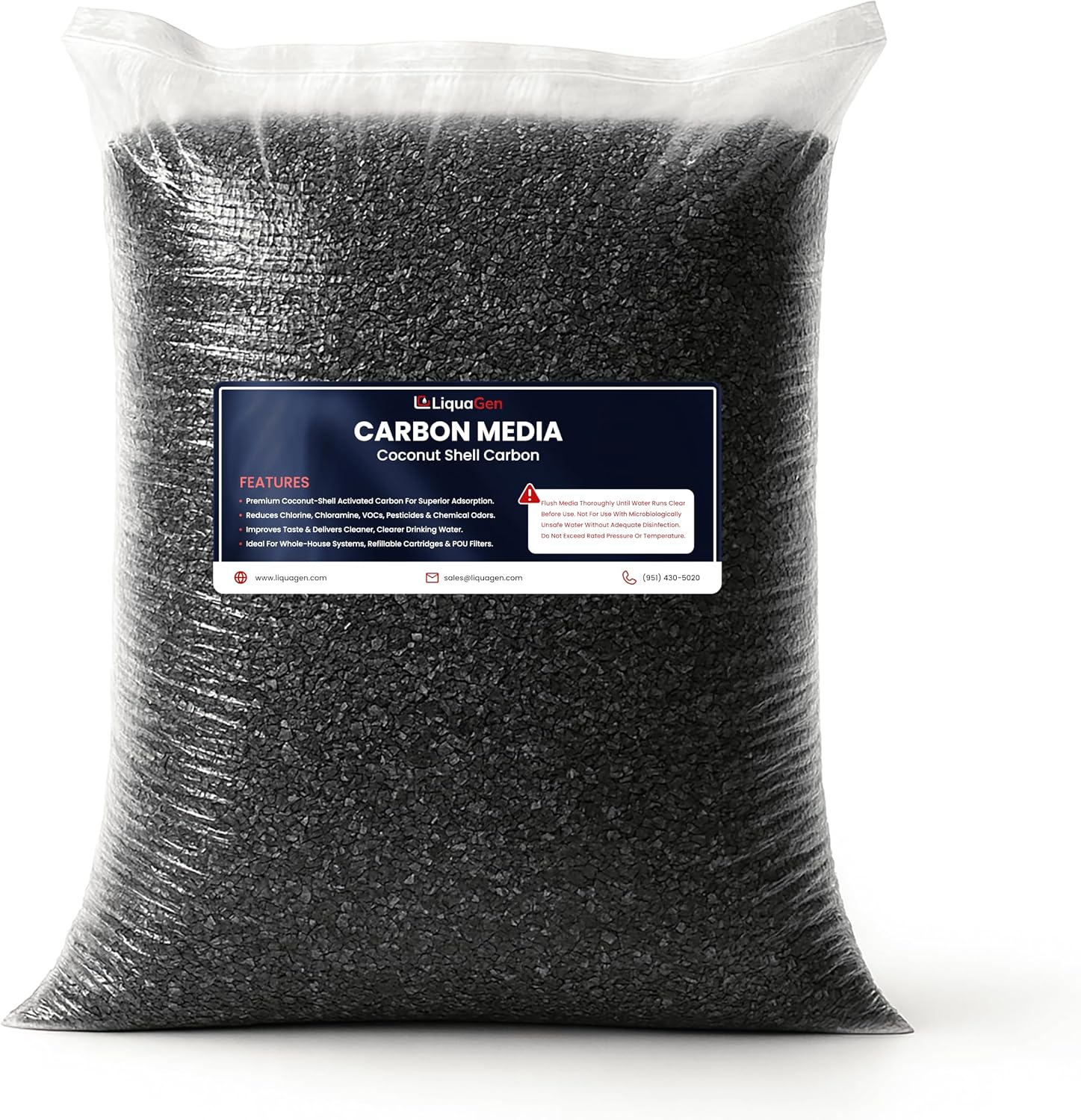 LiquaGen 1.5 Cubic Foot - Coconut Carbon Media Whole House Systems | Contaminant Remover | Highly Porous Activated Charcoal Bulk for Whole Home