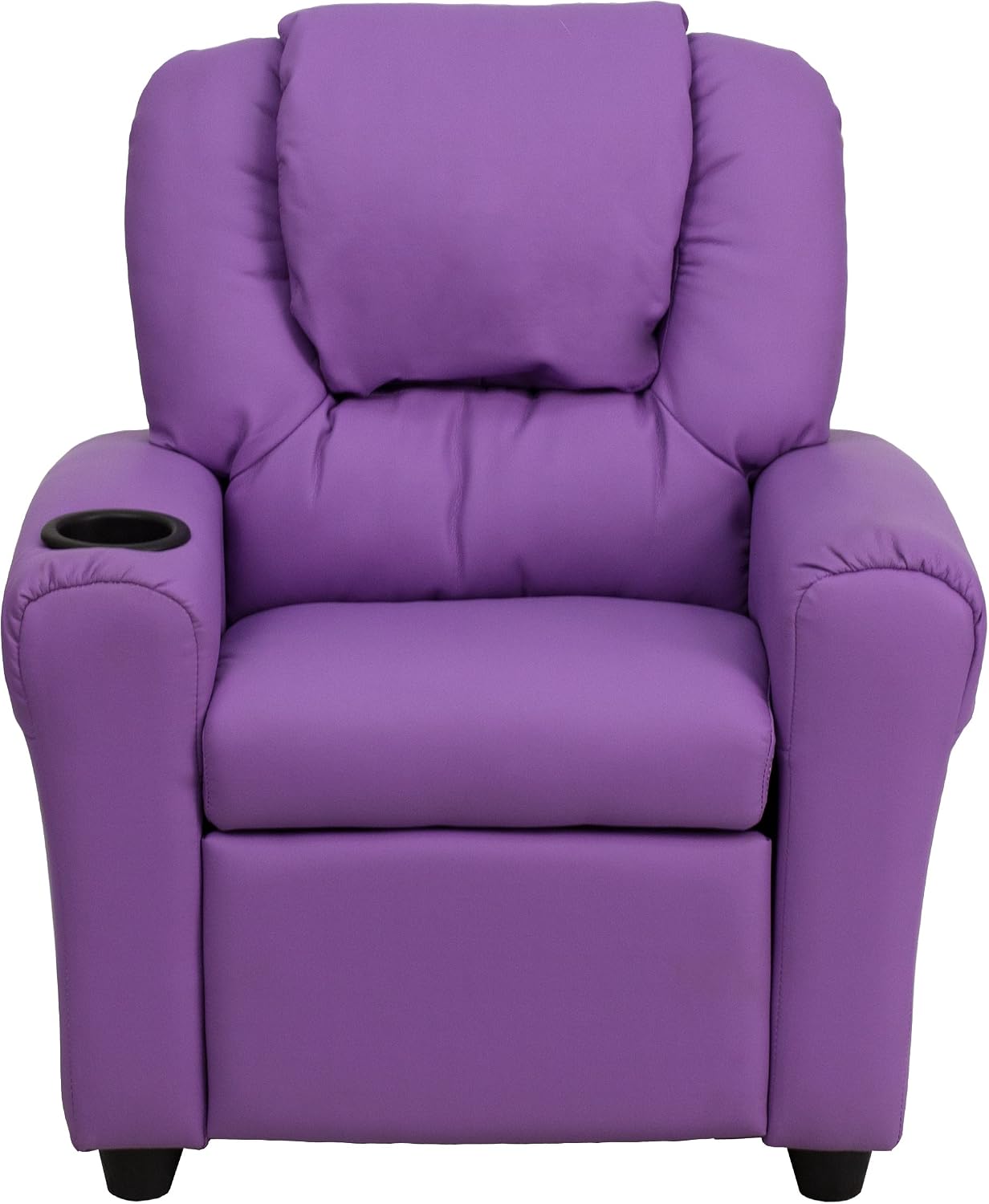 Flash Furniture Vana LeatherSoft Kids Recliner with Cup Holder, Headrest, and Safety Recline, Contemporary Reclining Chair for Kids, Supports up to 90 lbs., Brown | Manual Recline, Padded Seat and Back, Child-Friendly Design, Safety Recline Feature