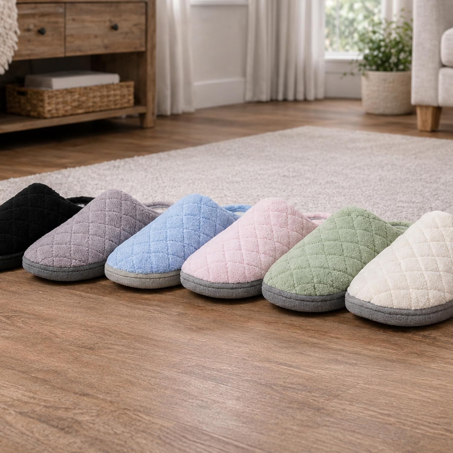 Leslie Terry Clog House Shoes with Memory Foam, Indoor Slippers with Wide Widths