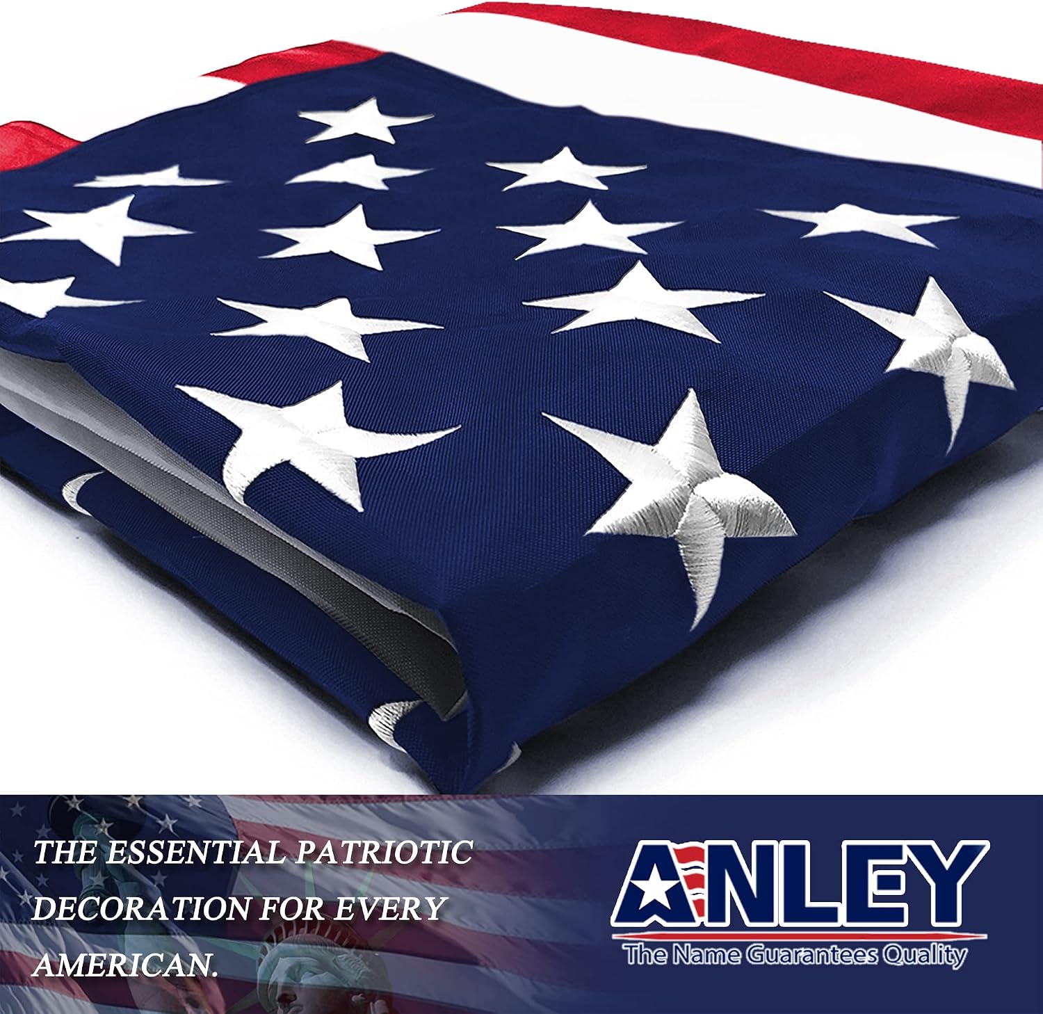 ANLEY EverStrong Series American Flag 6x10 Foot Heavy Duty - Embroidered Stars and Sewn Stripes - 4 Rows of Lock Stitching - US National Banner Flags with Brass Grommets 6 X 10 Ft