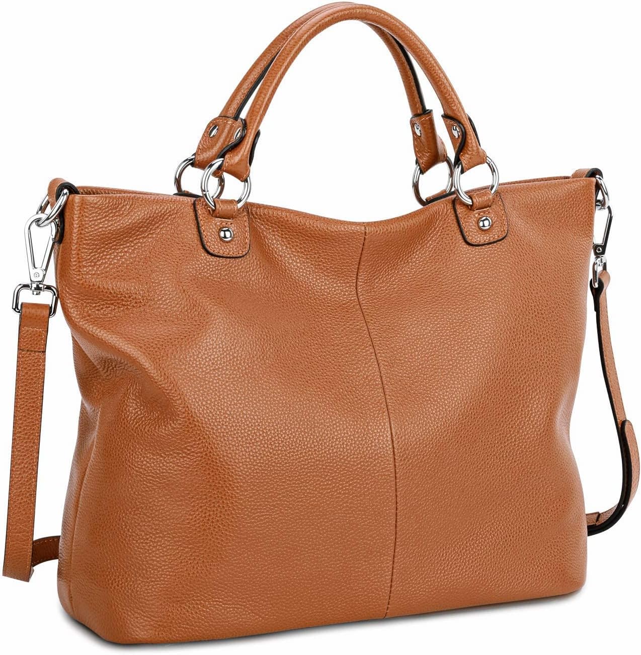Kattee Genuine Leather Tote Purse for Women, Top Handle Satchel | Soft genuine leather tote with roomy storage and versatile carry for work, shopping, and travel.