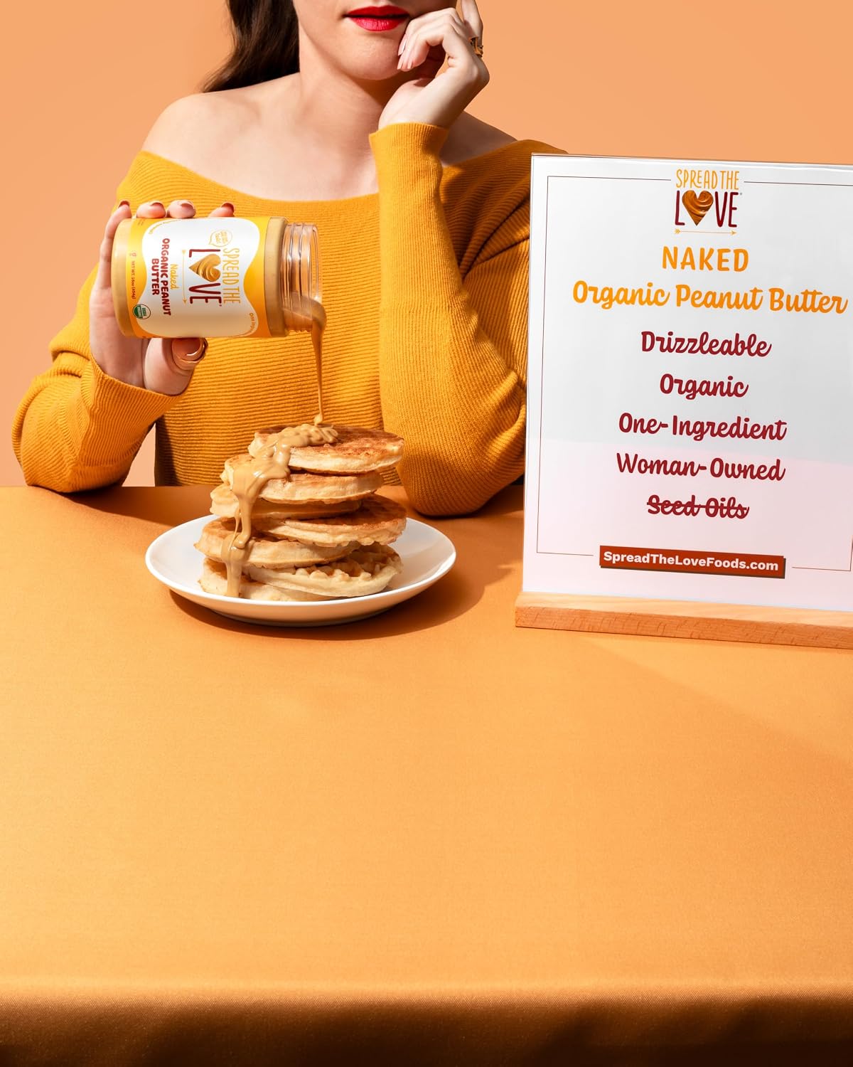 Spread The Love NAKED Organic Peanut Butter, 16 oz Jar, 1 Pack