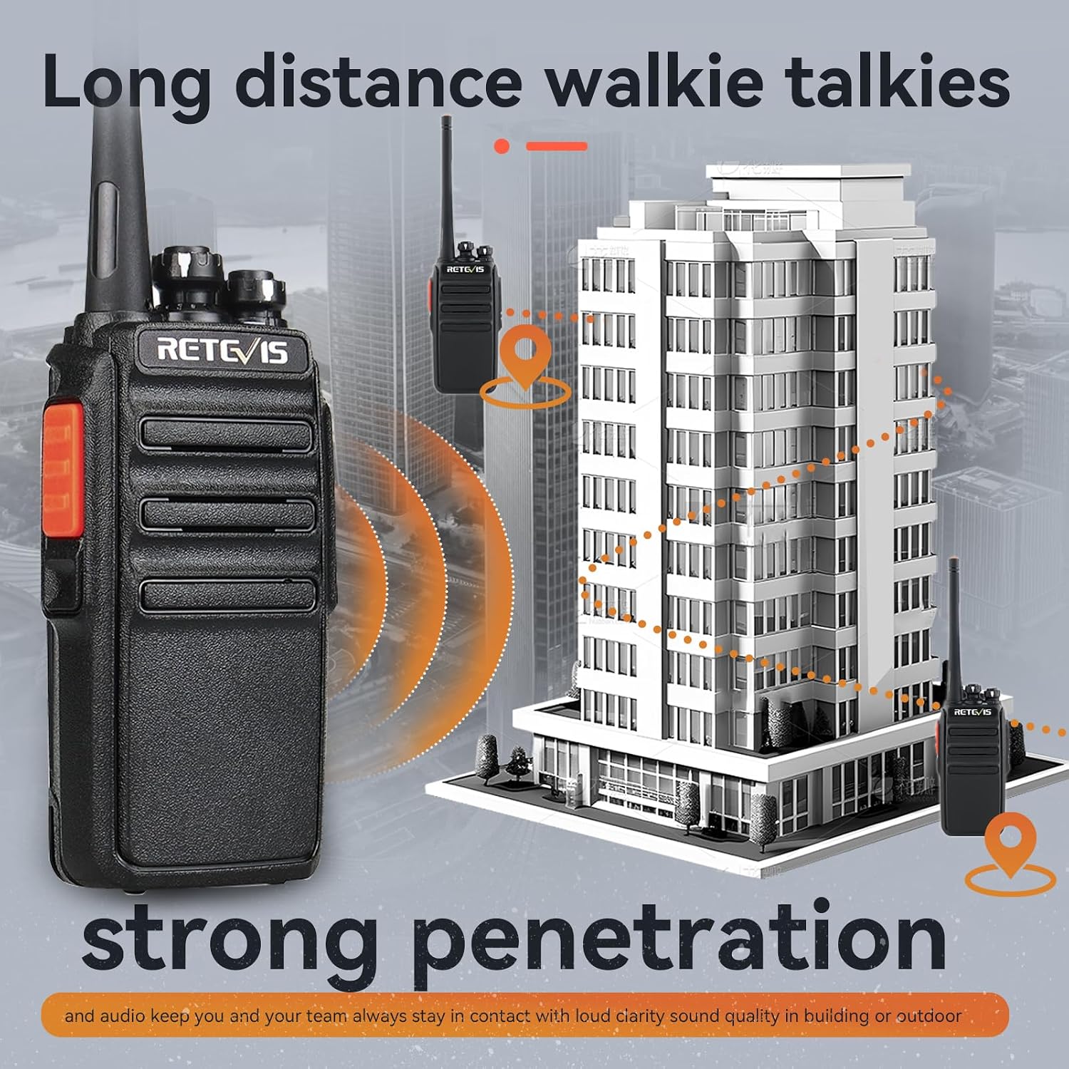 Retevis H777H Walkie Talkies with Earpeice,Portable FRS-Two Way Radio 6Pack | For Schools, Shatterproof Hidden Display, 6-Way Charger, USB-C, Emergency Alarm, Flashlight, with Stretchable Coiled Headset