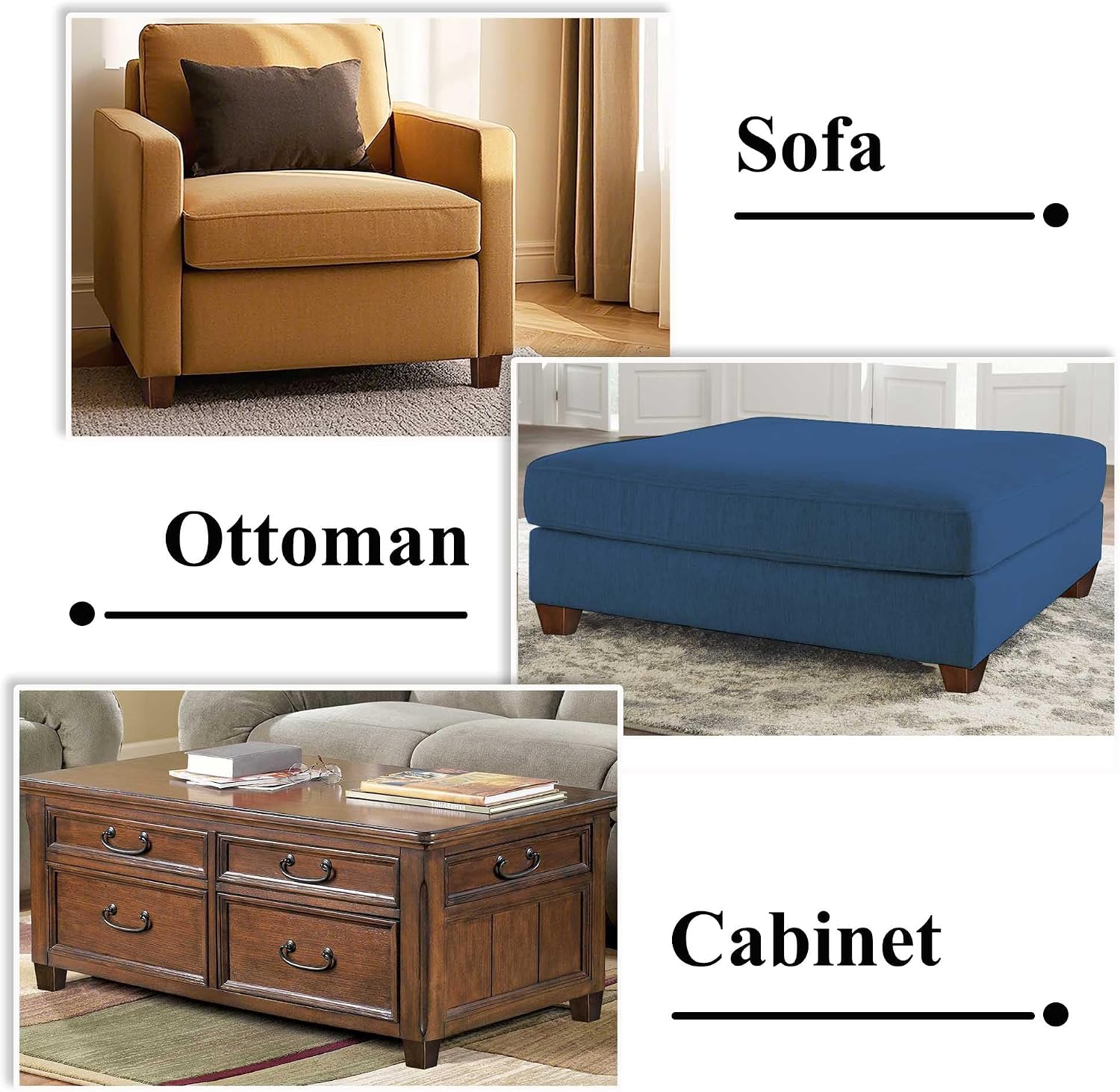 Sofa Legs Square Bed Feet 2 inch Wood Replacement Leg for Furniture Set of 4, Dark Brown