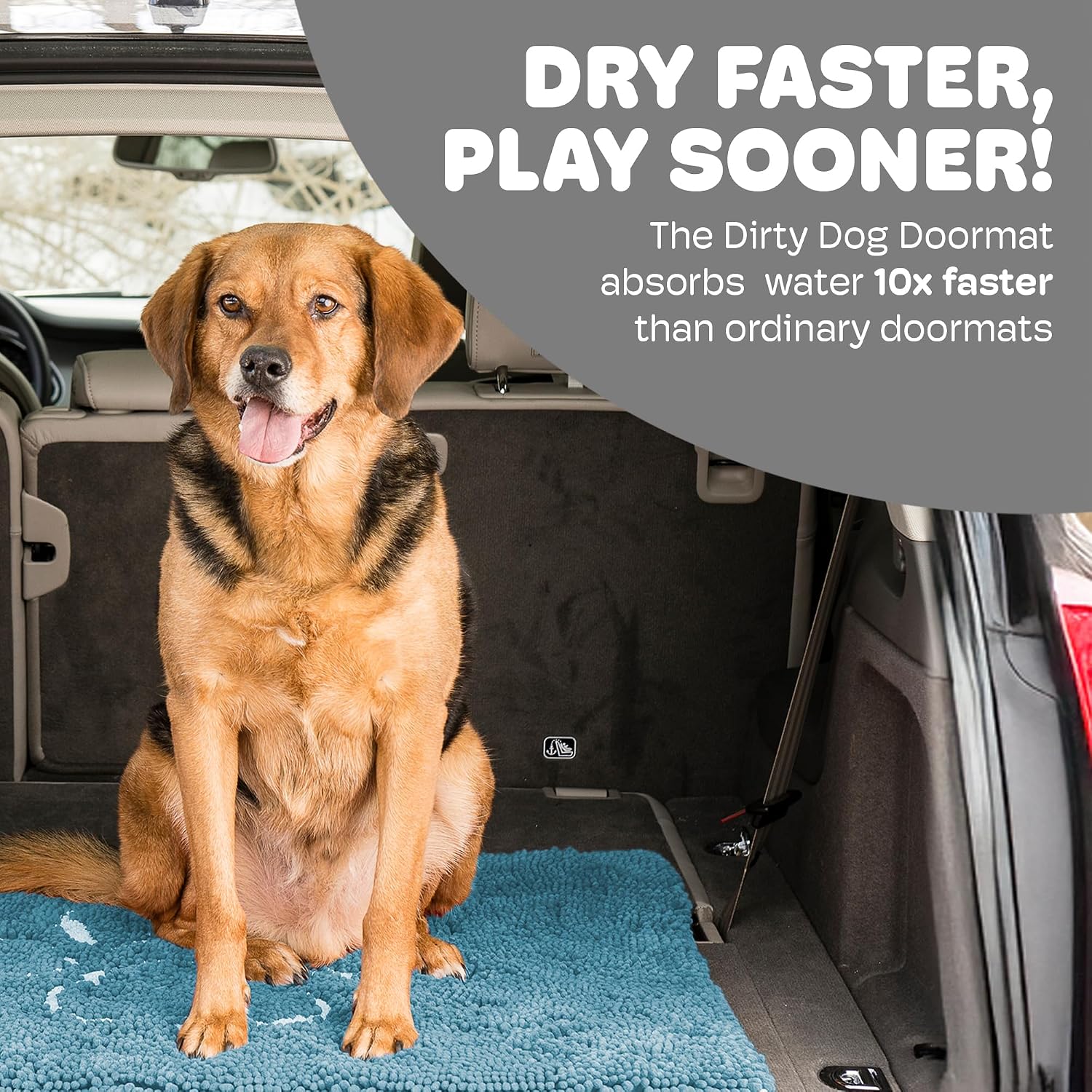 Dog Gone Smart Dirty Dog Doormat - Fast Drying Rug with Super Gripper Backing for Clean Floors - Super Absorbent and Machine Washable Mat for Muddy Paws - Grey