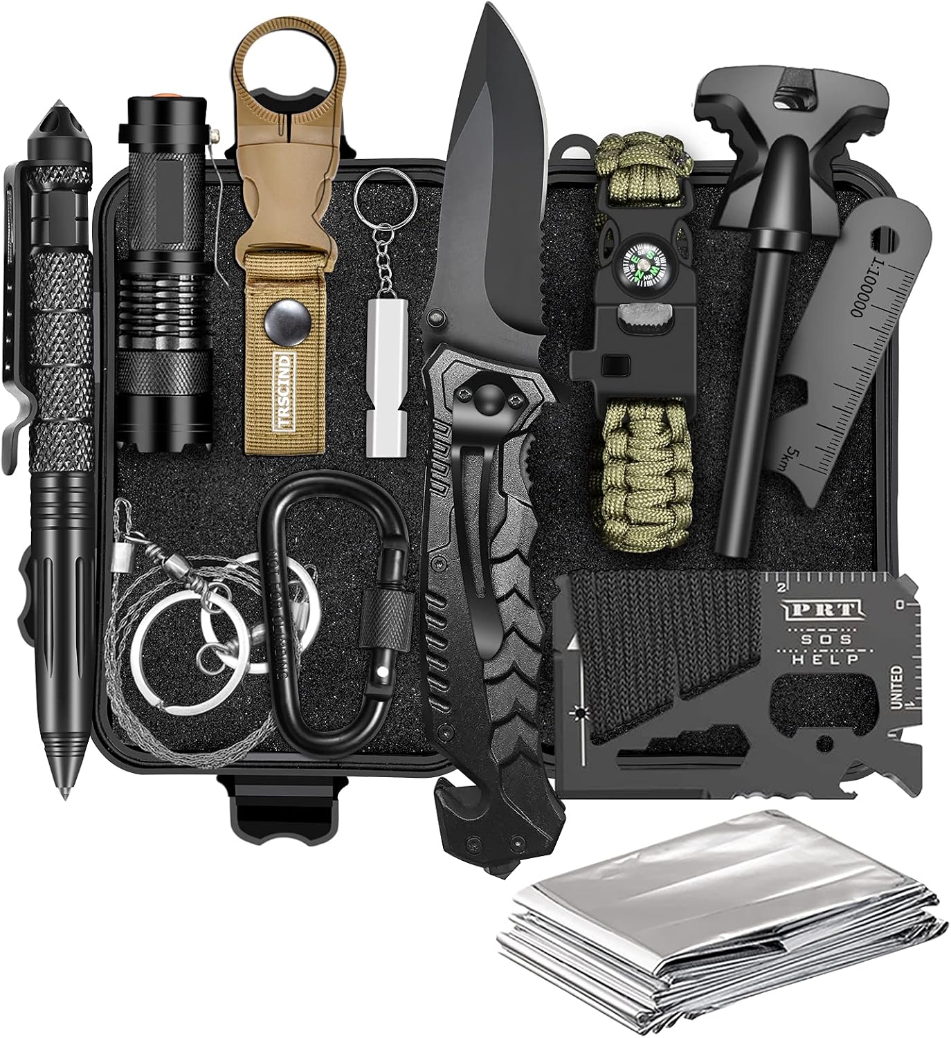 Survival Kit 14 in 1, Gifts for Men Dad Husband, Emergency Survival Gear and Equipment, Anniversary Birthday Gifts for Him Boyfriend, Hunting Fishing Camping Accessories