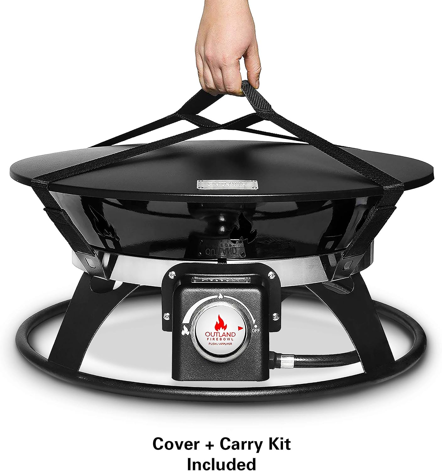 Outland Living Portable Propane Fire Pit, 21-inch, 58, 000 BTU with Fire Pit Cover & Carry Kit, Smokeless Gas Firebowl | Perfect for Camping, Patio