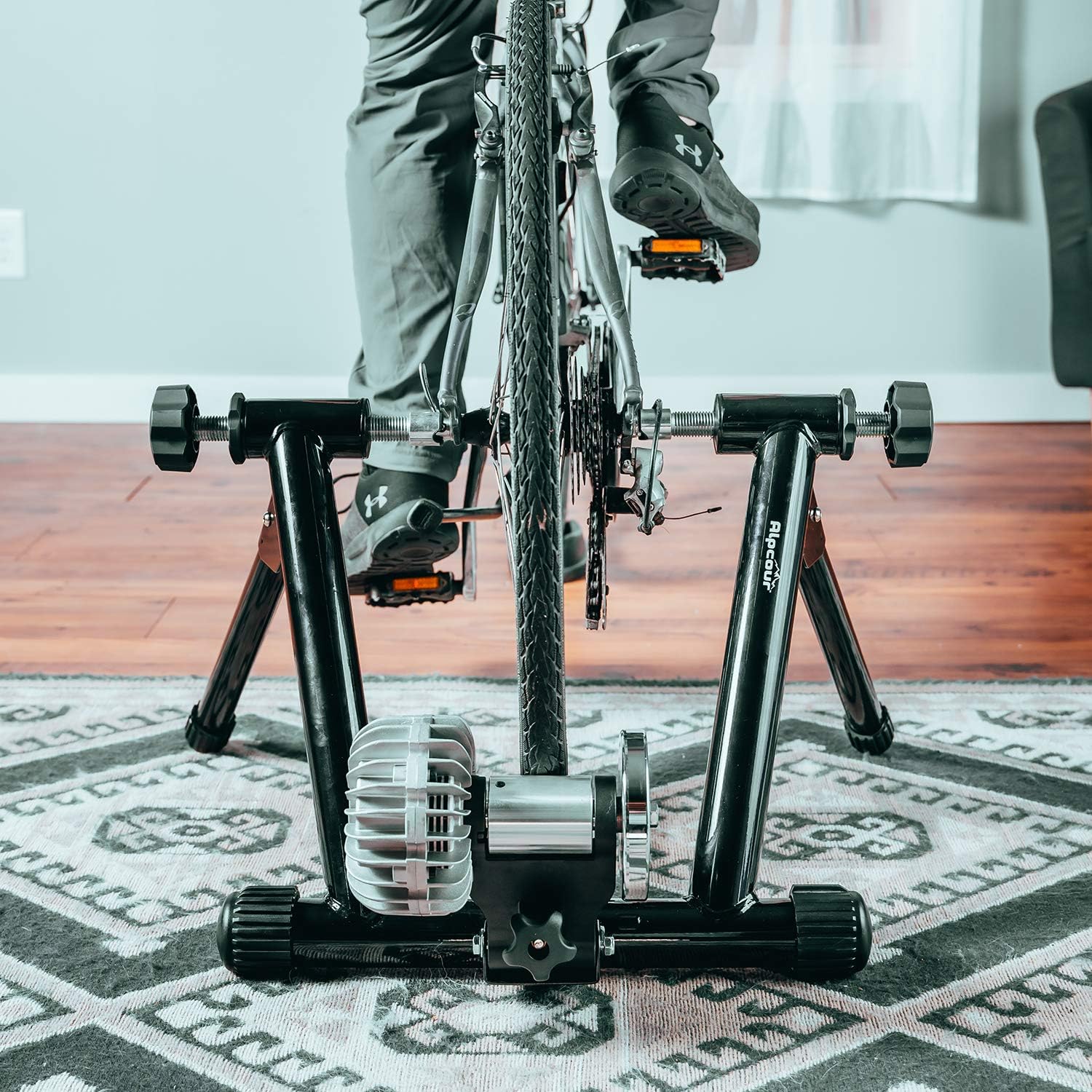 Fluid Bike Trainer Stand for Indoor Riding – Portable Foldable Stainless Steel Trainer, Noise Reduction, Progressive Resistance