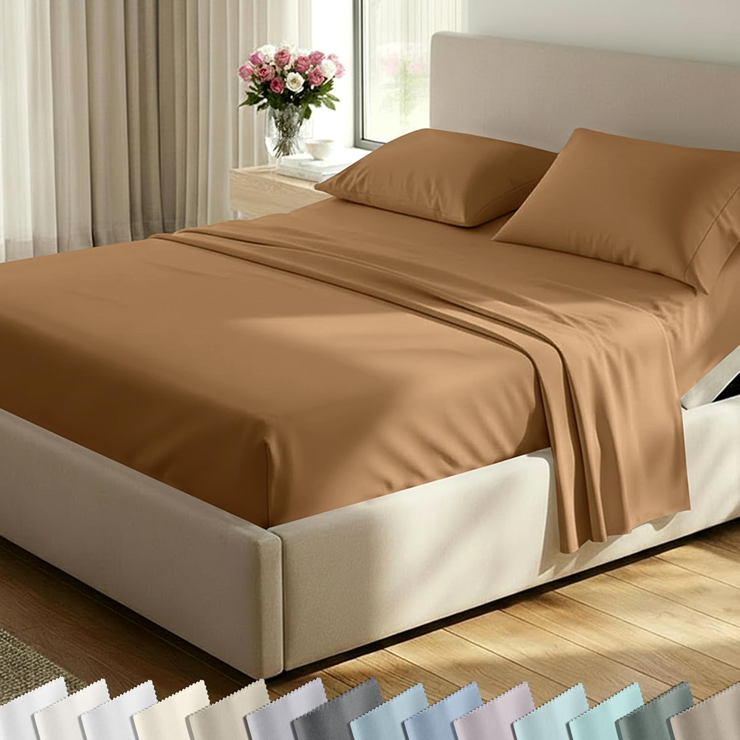 California Design Den Luxury 600 Thread Count Full Size Sheet Sets, Seafoam | 100% Cotton Sateen Backed by Good Housekeeping Seal, Soft & Smooth, 16" Deep Pocket, All-Around Elastic, Durable, Easy Care