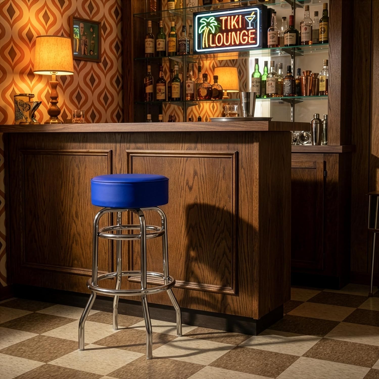 Trademark Gameroom Bar Stool - Blue Stool with Foam Padded Seat - Swivel Chair for Game Room, Garage, or Home Bar