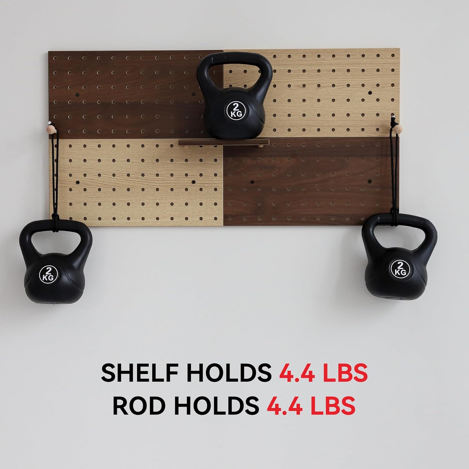 Wooden Pegboard Modular Display Organization Storage Wall Hooks Shelf(Color:Oak)