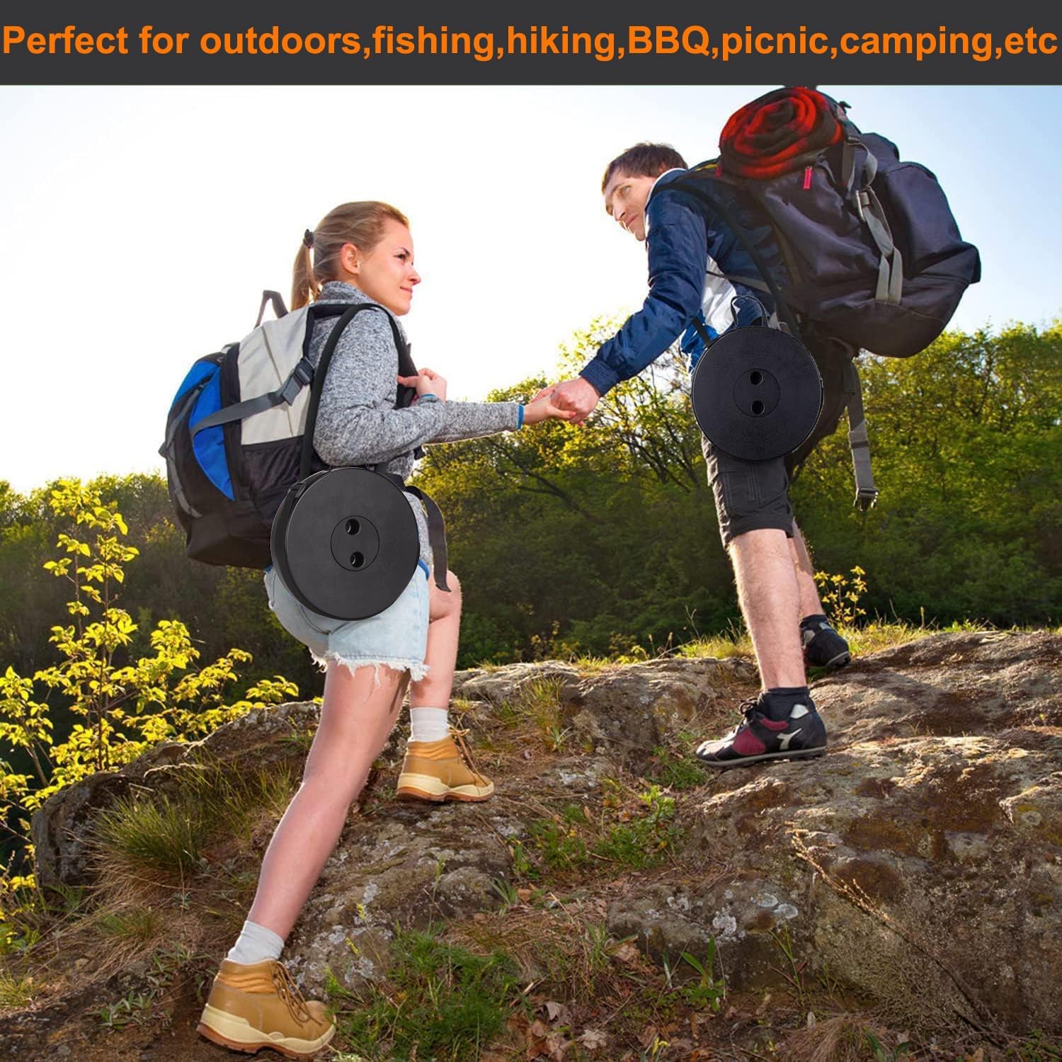 Fishboy Collapsible Stool for Adults, Portable Folding Camping Seat, 400lbs