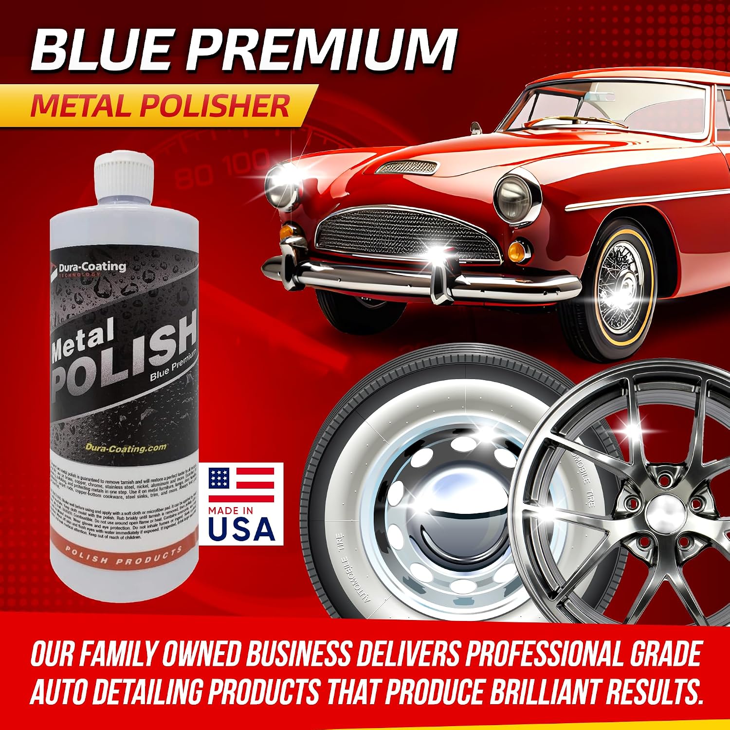 DURA-COATING TECHNOLOGY, Blue Premium Metal Polish - Perfect Brightener and Scratch Remover for Aluminum Wheels, Diamond Plate, Stainless Steel