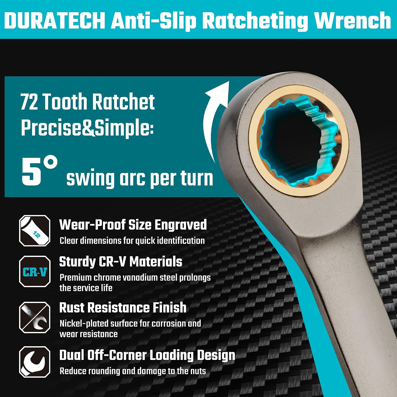 DURATECH 22-Piece Ratcheting Wrench Set, Combination Wrench Set, Metric&SAE