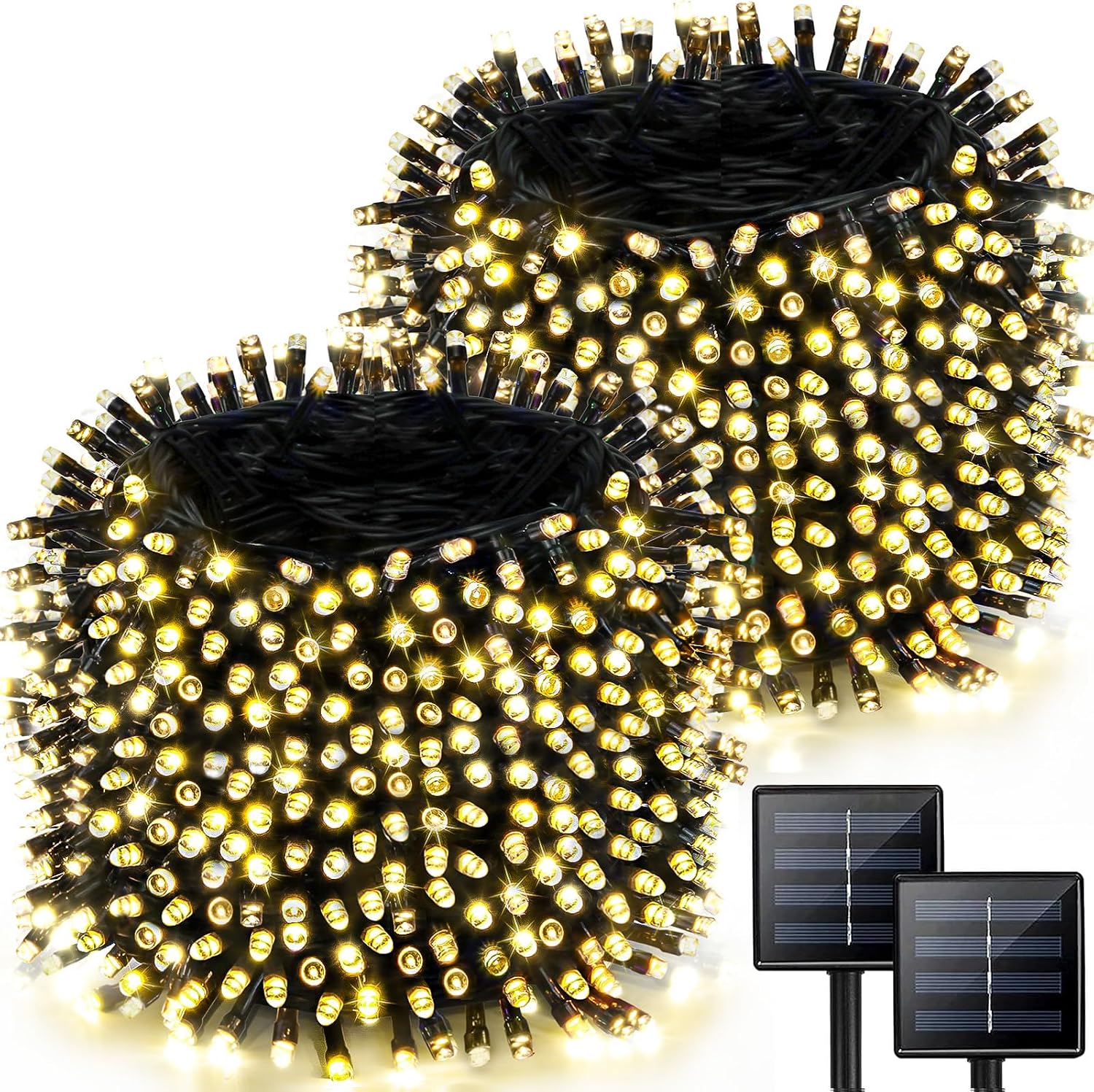 Solar String Lights Outdoor 2 Pack 170FT 480 LED Christmas Light Warm White
