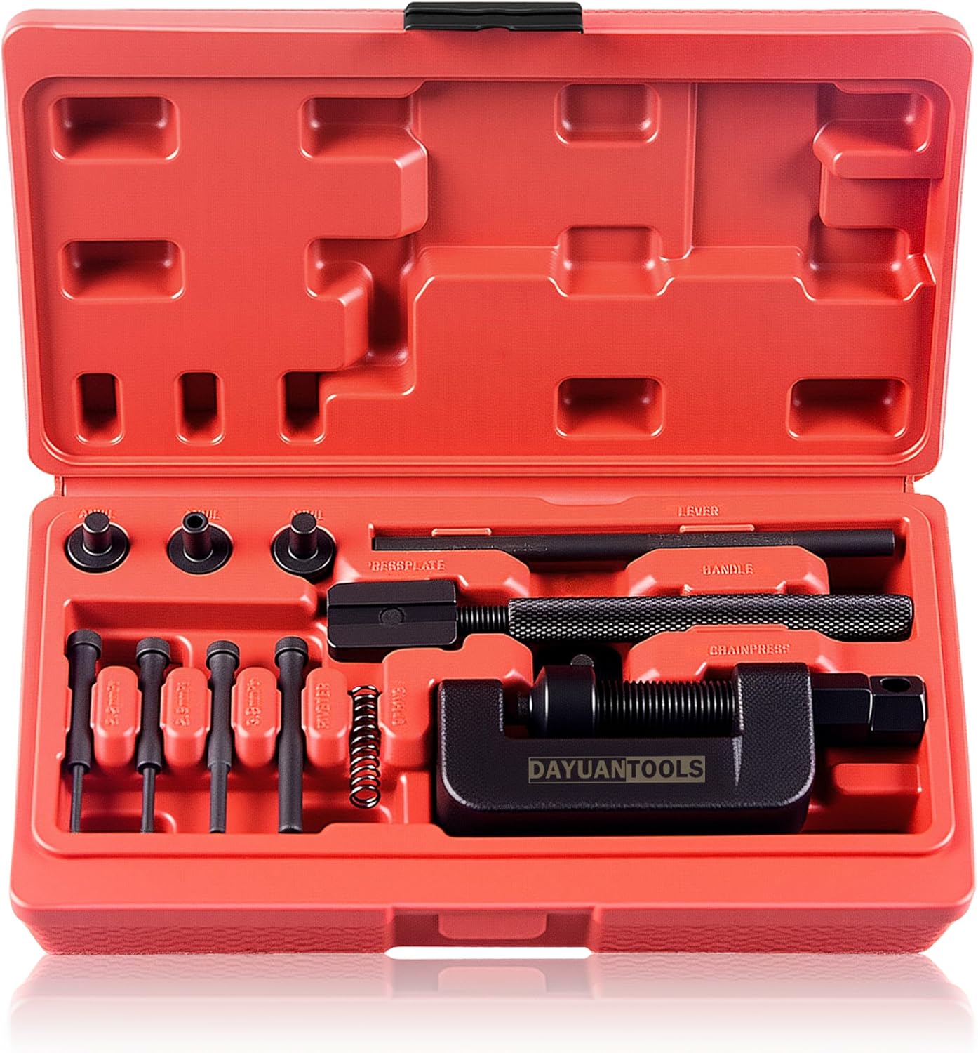 DAYUAN Motorcycle Chain Breaker Set, Chain Cutter and Riveter Kit, Red Case