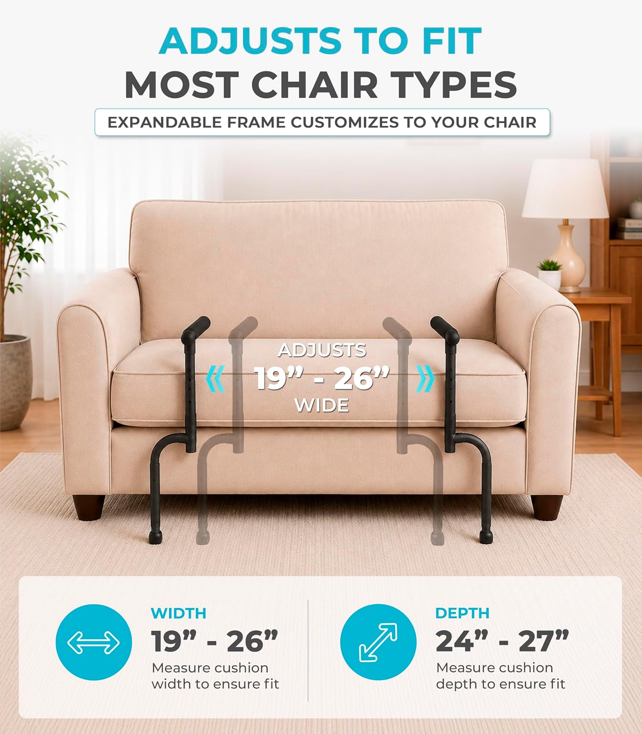 Able Life Universal Stand Assist with Legs, Chair Lift-Assist for Elderly, Grab Bar Standing Aid for Seniors, Daily Living Mobility Aid, Brown