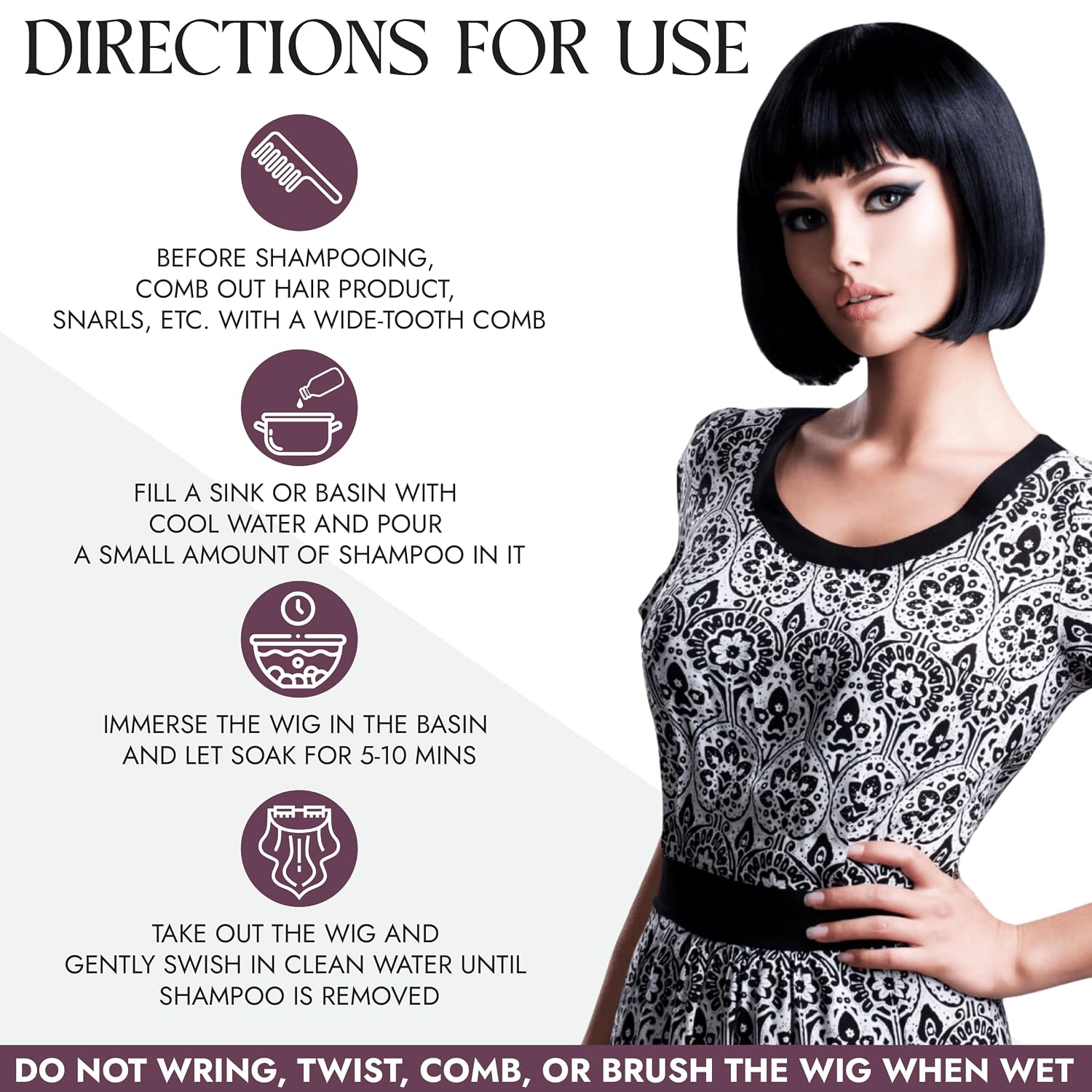 Non Static Shampoo for Synthetic & Human Hair Wigs, Hairpieces - 8 Fl Oz