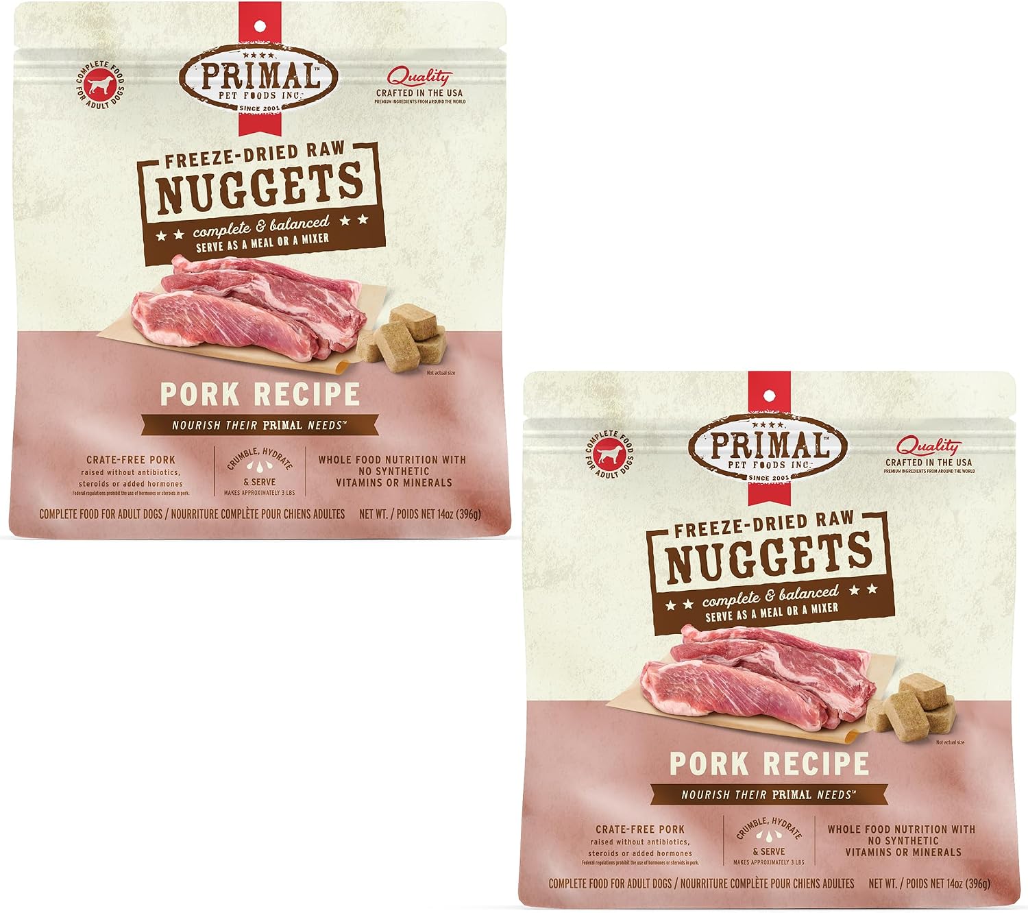 Primal Freeze Dried Raw Dog Food Nuggets, Beef, 14 oz | Complete & Balanced Nutrition, Meal, Topper or Treat, Grain-Free, High Protein, No Synthetic Vitamins & Minerals