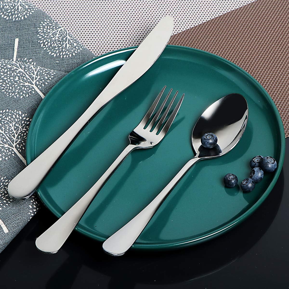 Travel Utensils Set with Case Reusable Portable Cutlery Set Stainless Steel 8pcs Including Dinner Knife Fork Spoon Chopsticks Straws(Rainbow)