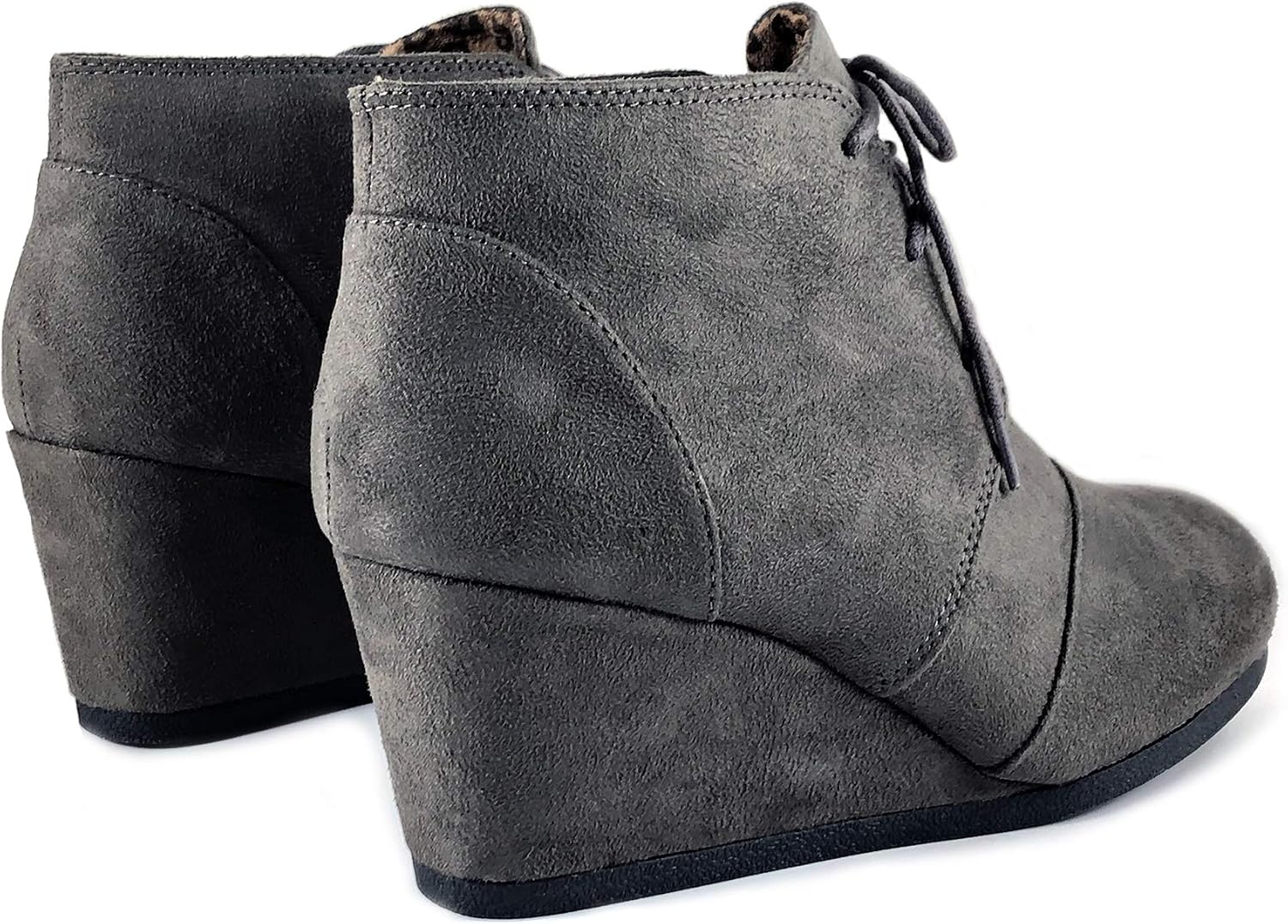 Soda “REX” ~ Women Lace Up Rounded Toe Low Wedge Ankle Bootie