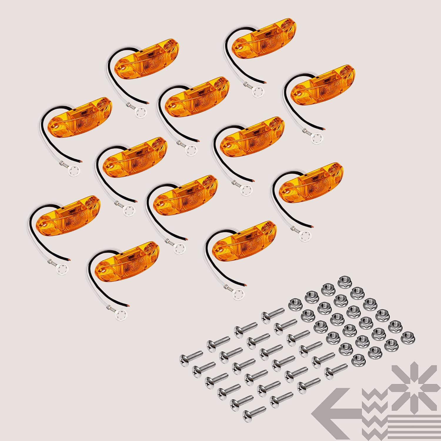 TRUE MODS 2pc 2.5" Amber Oval LED Trailer Marker Lights for Boat Trailer RV
