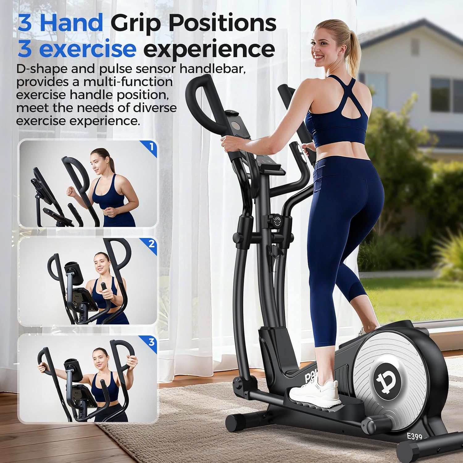 pooboo Elliptical Machine, Elliptical Exercise Machine with 16-Level Resistance&Quiet Magnetic Driving System, Elliptical Machine for Home with LCD Monitor&15.5-17IN Stride, 350LBS Weight Capacity