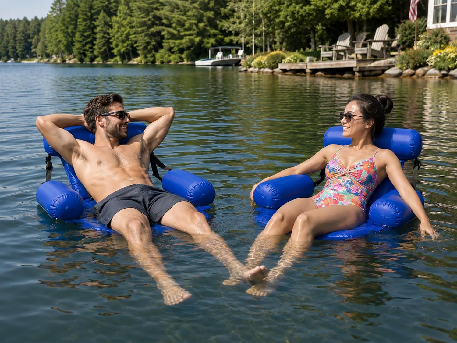 Poolmaster Water Chair Inflatable Swimming Pool Float Lounge, Blue
