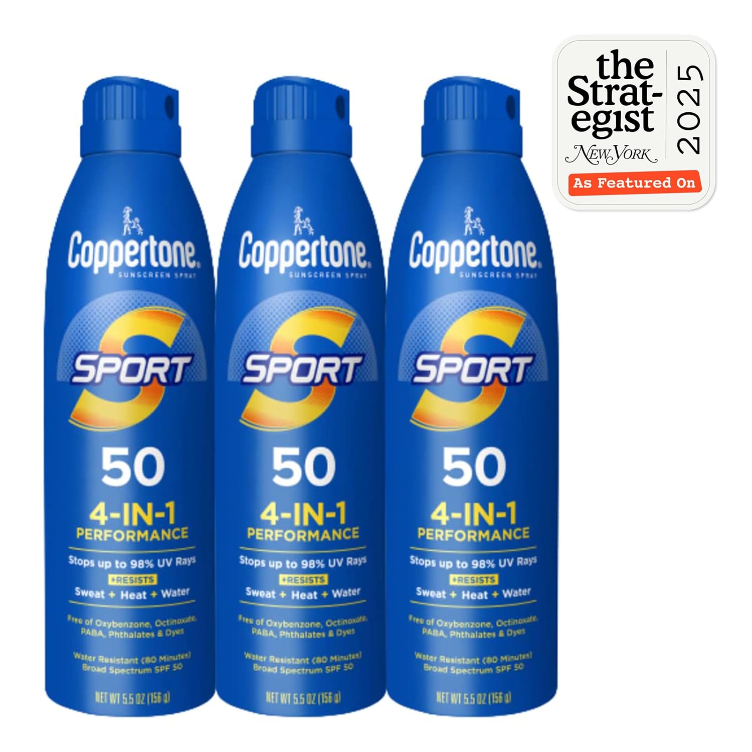 Coppertone SPORT Sunscreen Spray SPF 30, Value Pack, 2 x 5.5 FL OZ | Spray Sunscreen Broad Spectrum SPF 30, Sweat, Heat and Water Resistant, PABA, Oxybenzone, Octinoxate, Paraben and Dye Free