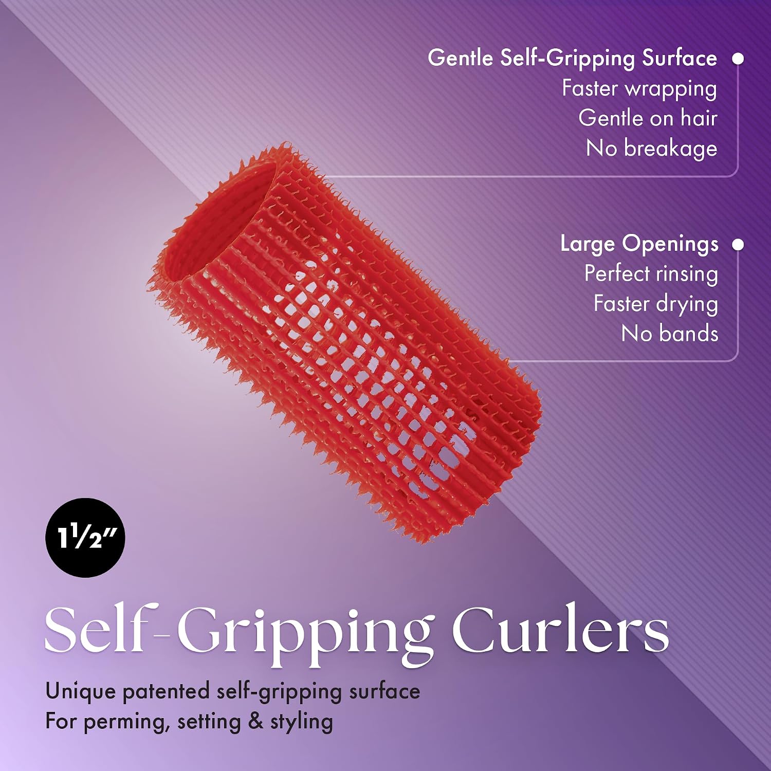 Olivia Garden Jet Set EZ Grip Self-Gripping Curlers - Hair Rollers for Setting or Perming - Style Curls and Waves