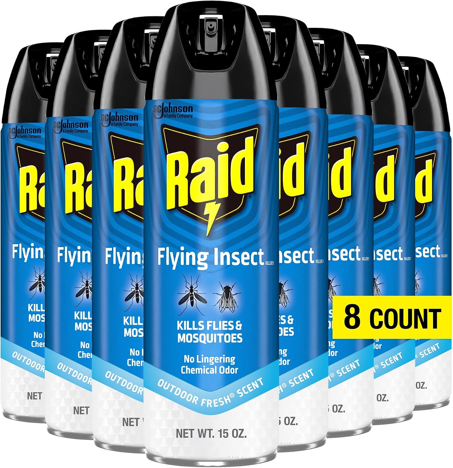 Raid Flying Insect Killer Mosquito and Fly Control No Lingering Chemical Odor Outdoor Fresh Scent 15 Ounce (Pack of 2)