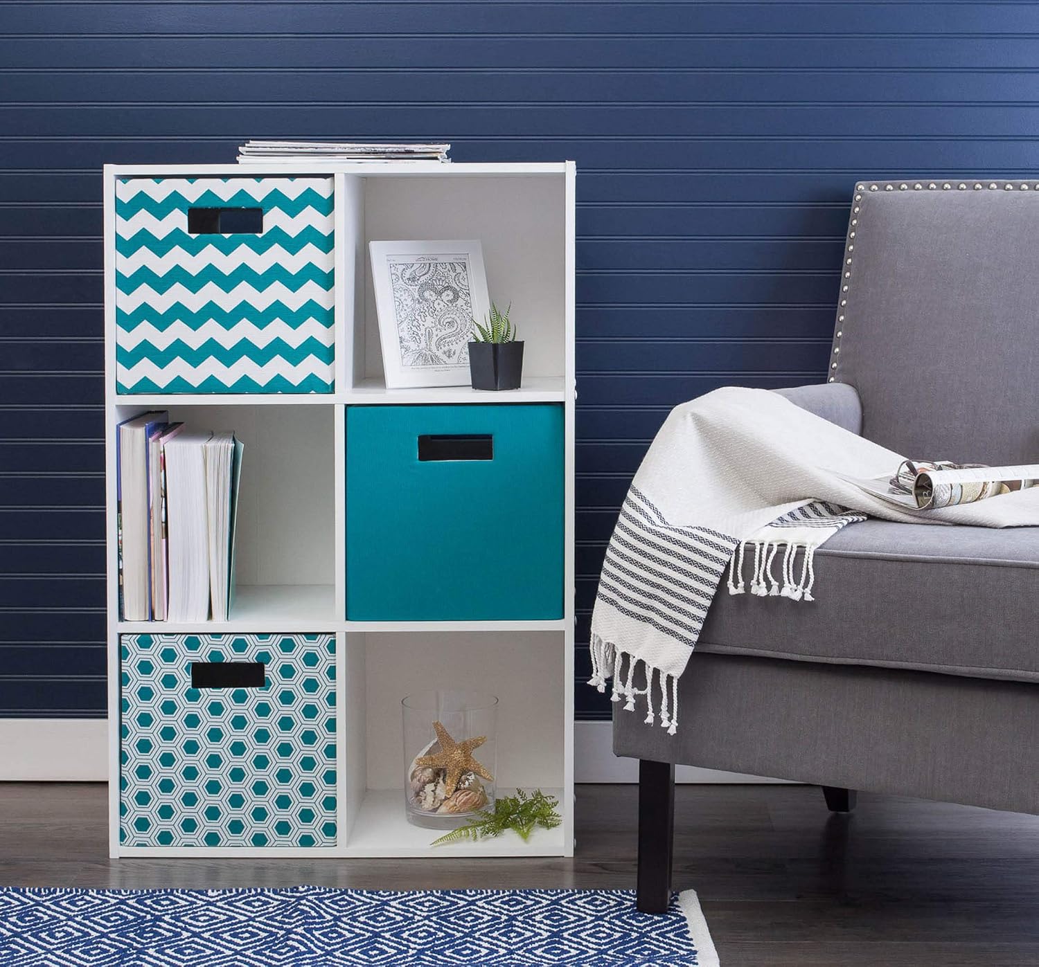 DII Fabric Storage Cube Organizer Bin 13x13x13 Foldable, Teal