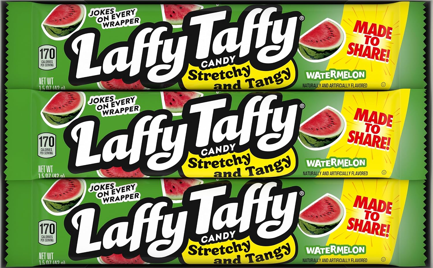 Laffy Taffy Variety Box, Grape Watermelon Cherry Chewy Candy, 1.5 oz, 24 Ct | Grape, watermelon, cherry stretchy tangy taffy, individually wrapped, jokes on wrapper, lunchbox, sharing