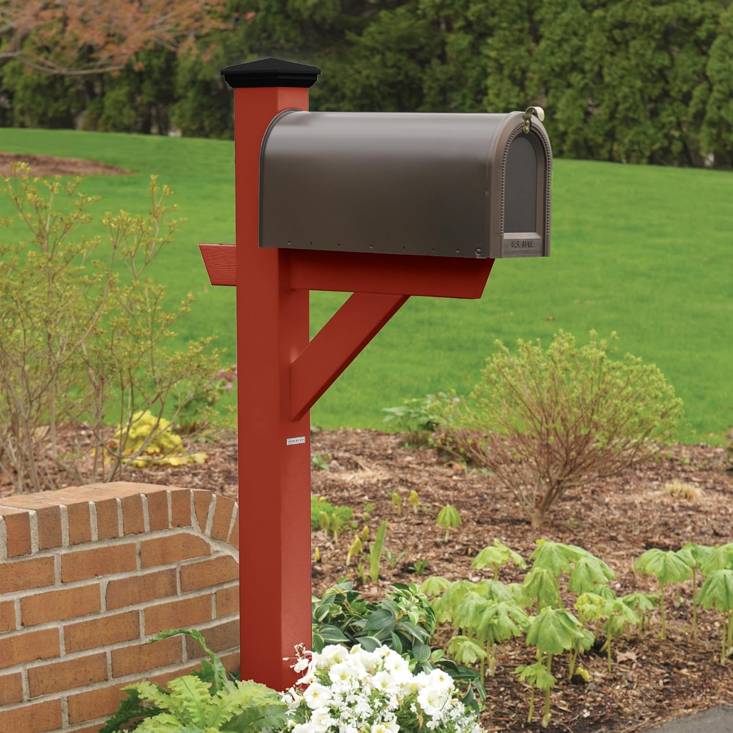 Highwood AD-MLBX1-CGE Hazelton Mailbox Post, Coastal Teak