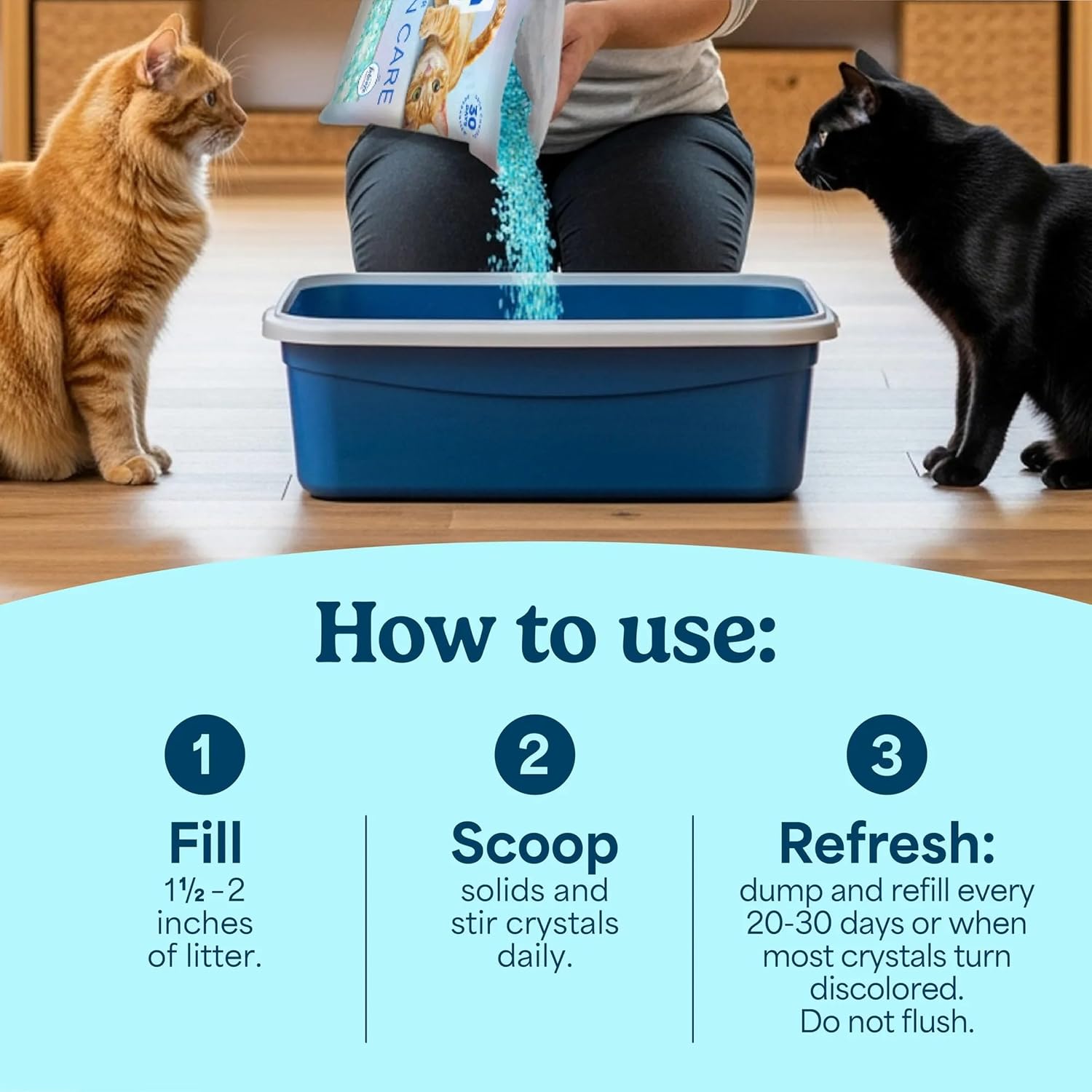 Fresh Step Clean Care Crystsal Cat Litter with Febreze Freshness, Ammonia Block Technology, Lightweight Fresh Step Crystals, Low Dust, 8 lb. Bag