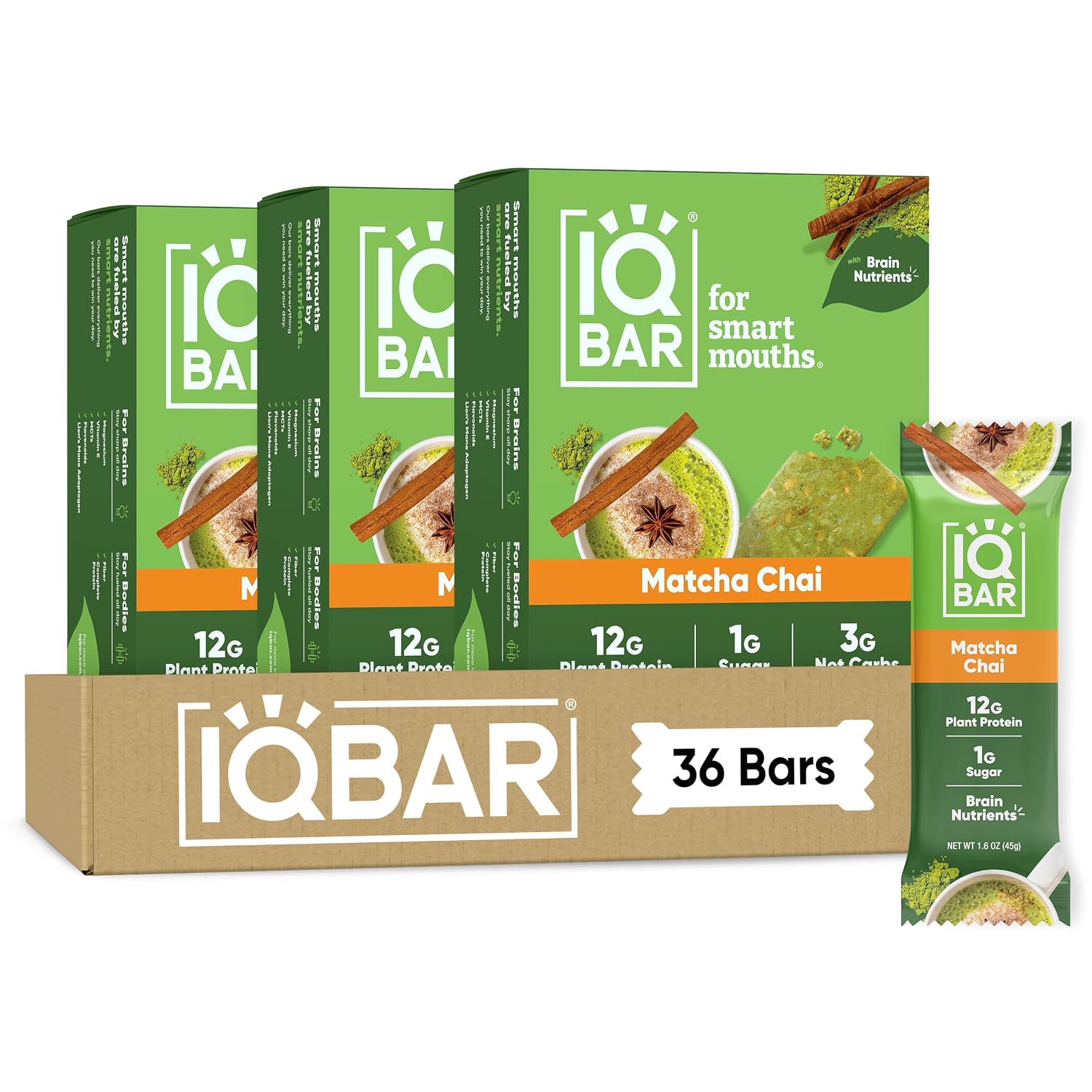 IQBAR Clean Protein Bars, Low Sugar Keto, Banana Nut 12-Count