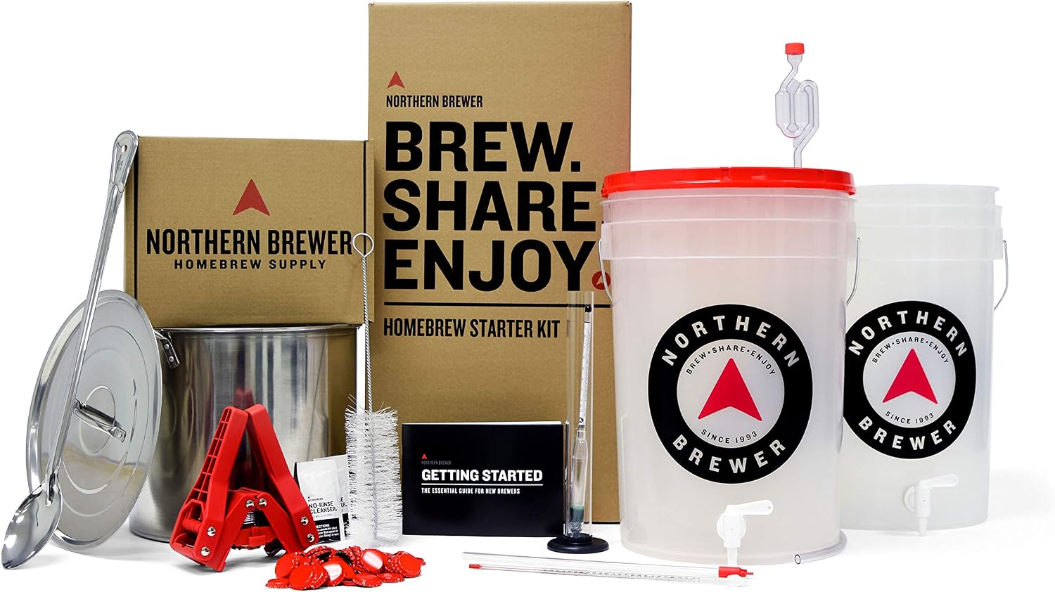 Northern Brewer - Brew. Share. Enjoy. HomeBrewing Starter Set, Equipment and Recipe for 5 Gallon Batches (Hank's Hefeweizen)