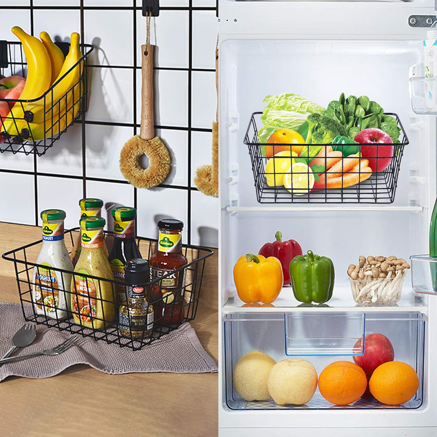 Wire Baskets for Organizing 4 Pack Pantry Baskets For Storage 11x8.7x4.7in