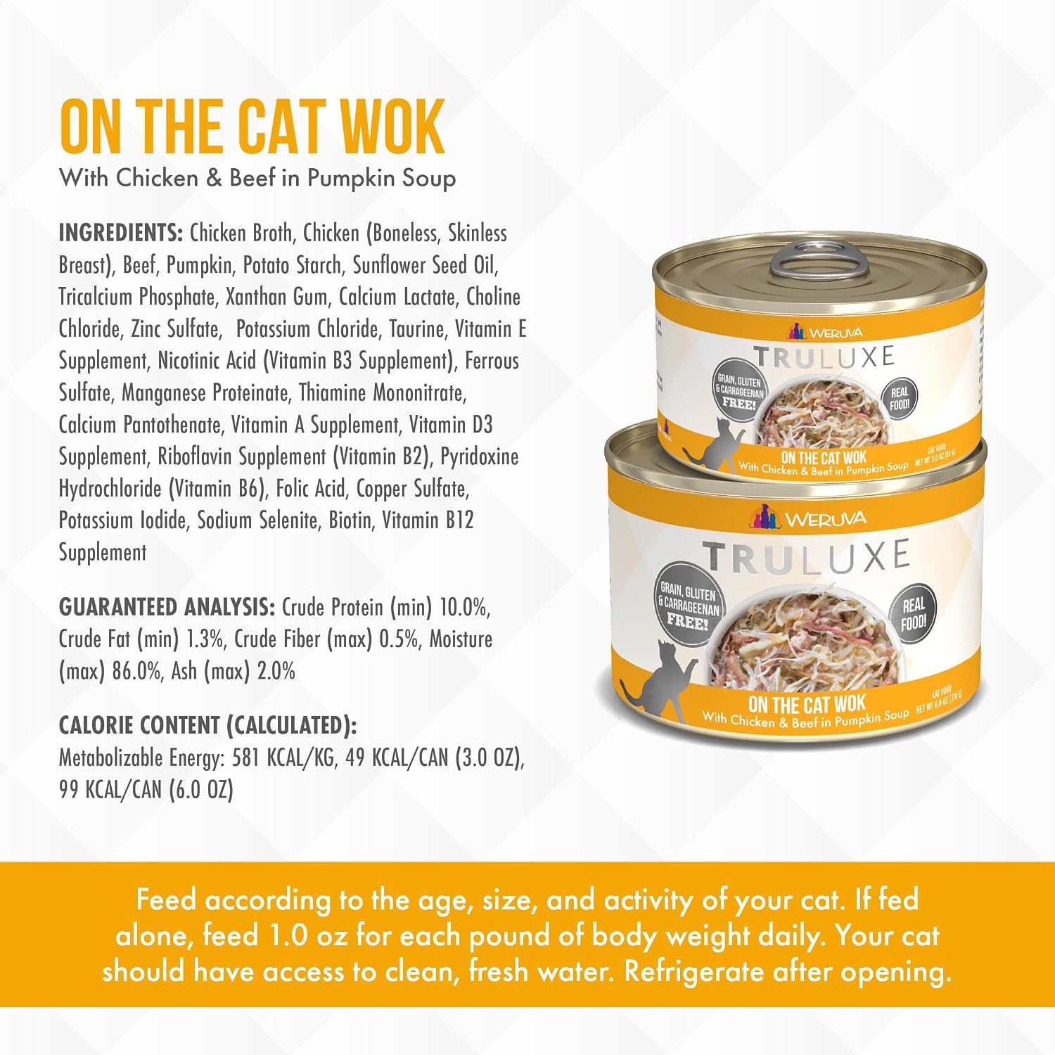 Weruva TruLuxe Cat Food, Peking Ducken with Chicken Breast & Duck Breast in Gravy, 3oz Can (Pack of 24)